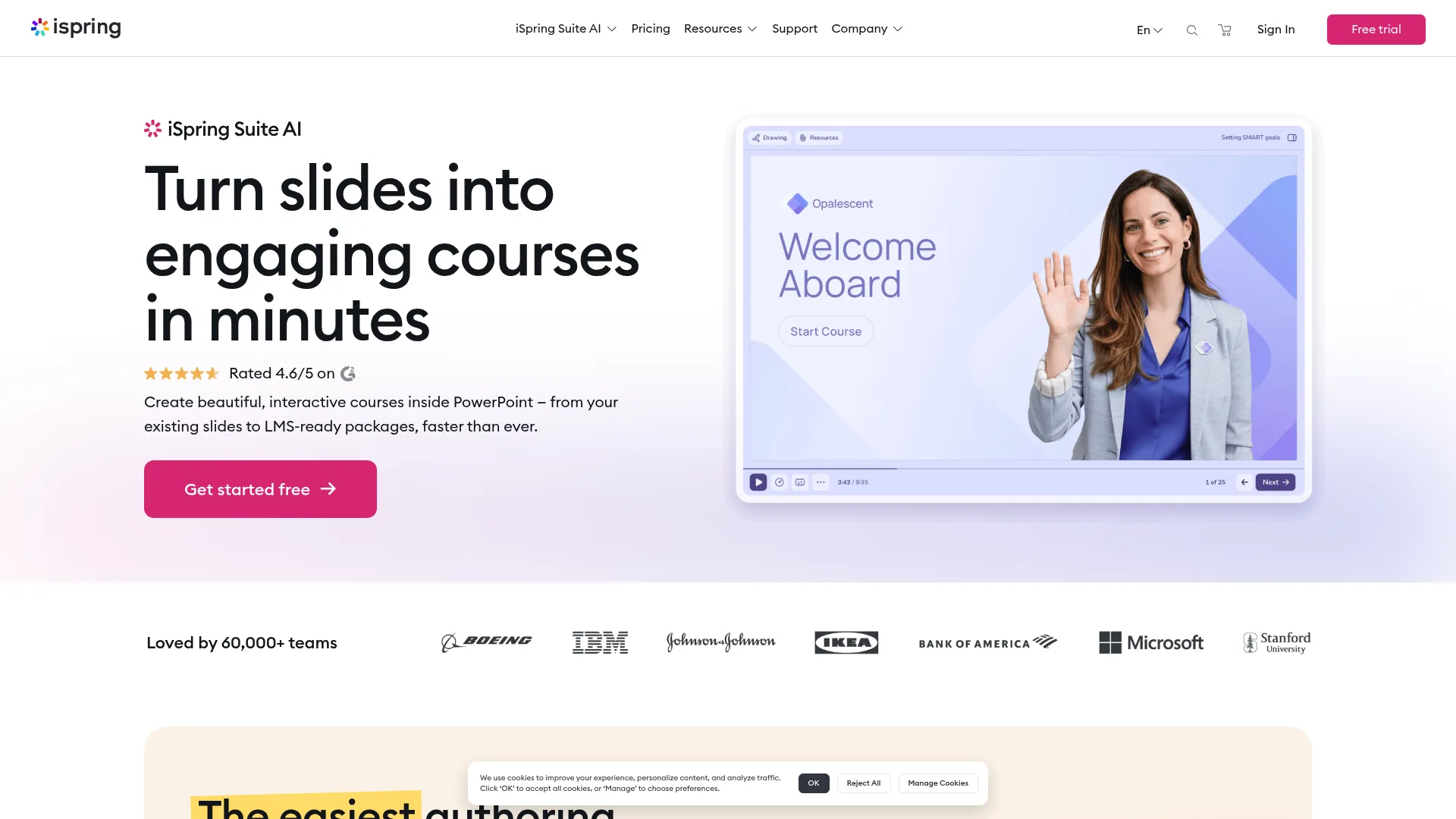 iSpring Suite eLearning authoring interface