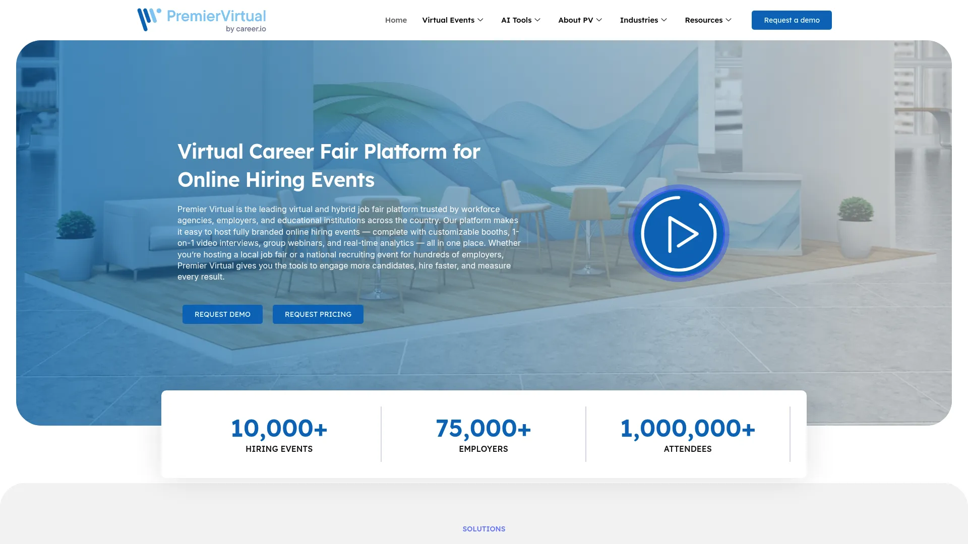 Premier Virtual hiring event platform homepage