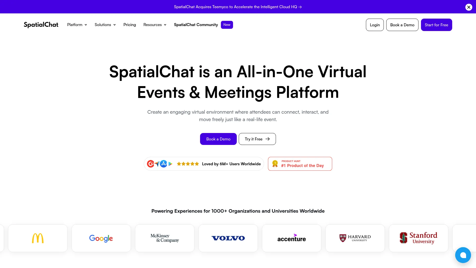 SpatialChat virtual events platform homepage