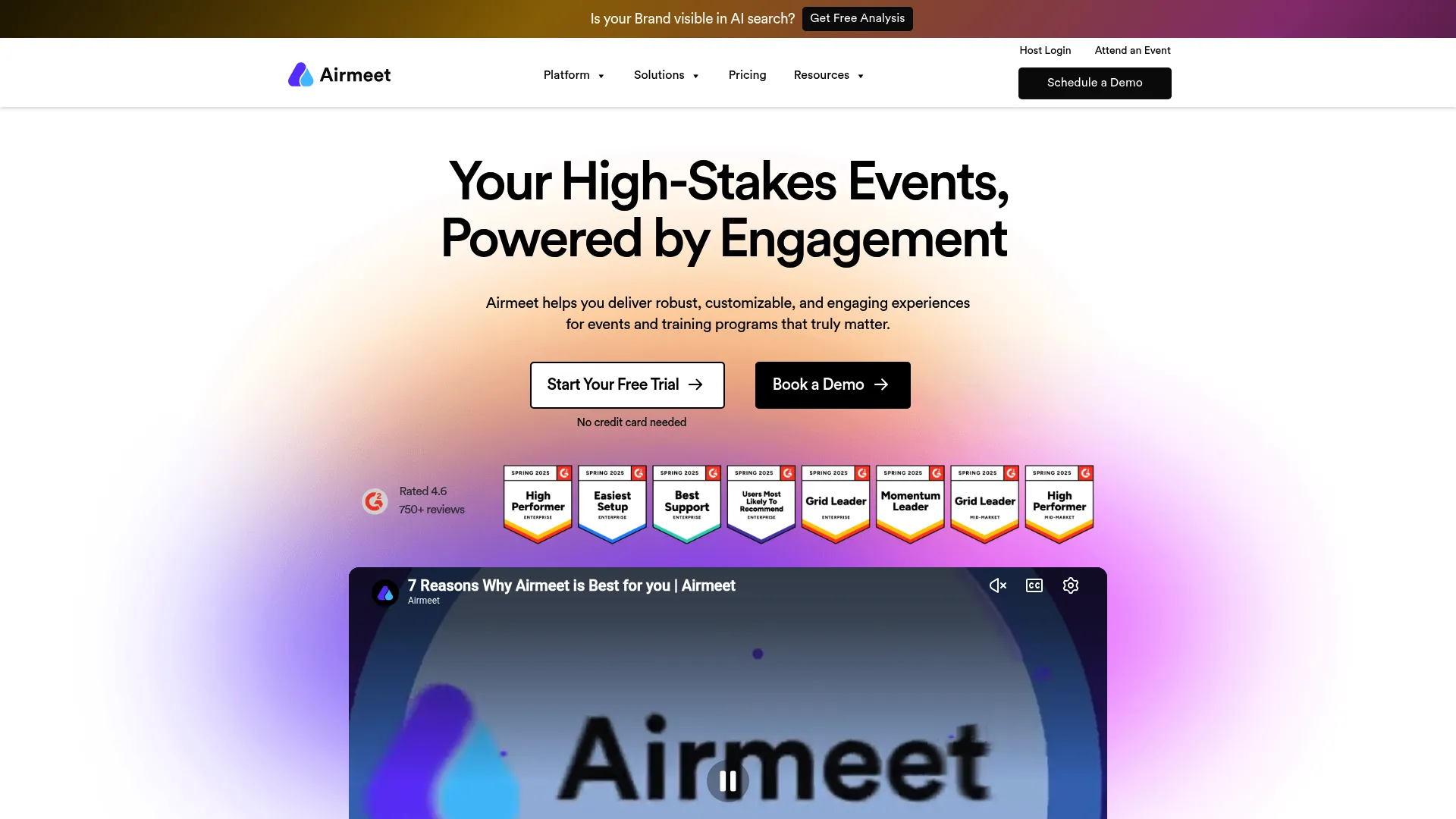 Airmeet virtual event and webinar platform homepage