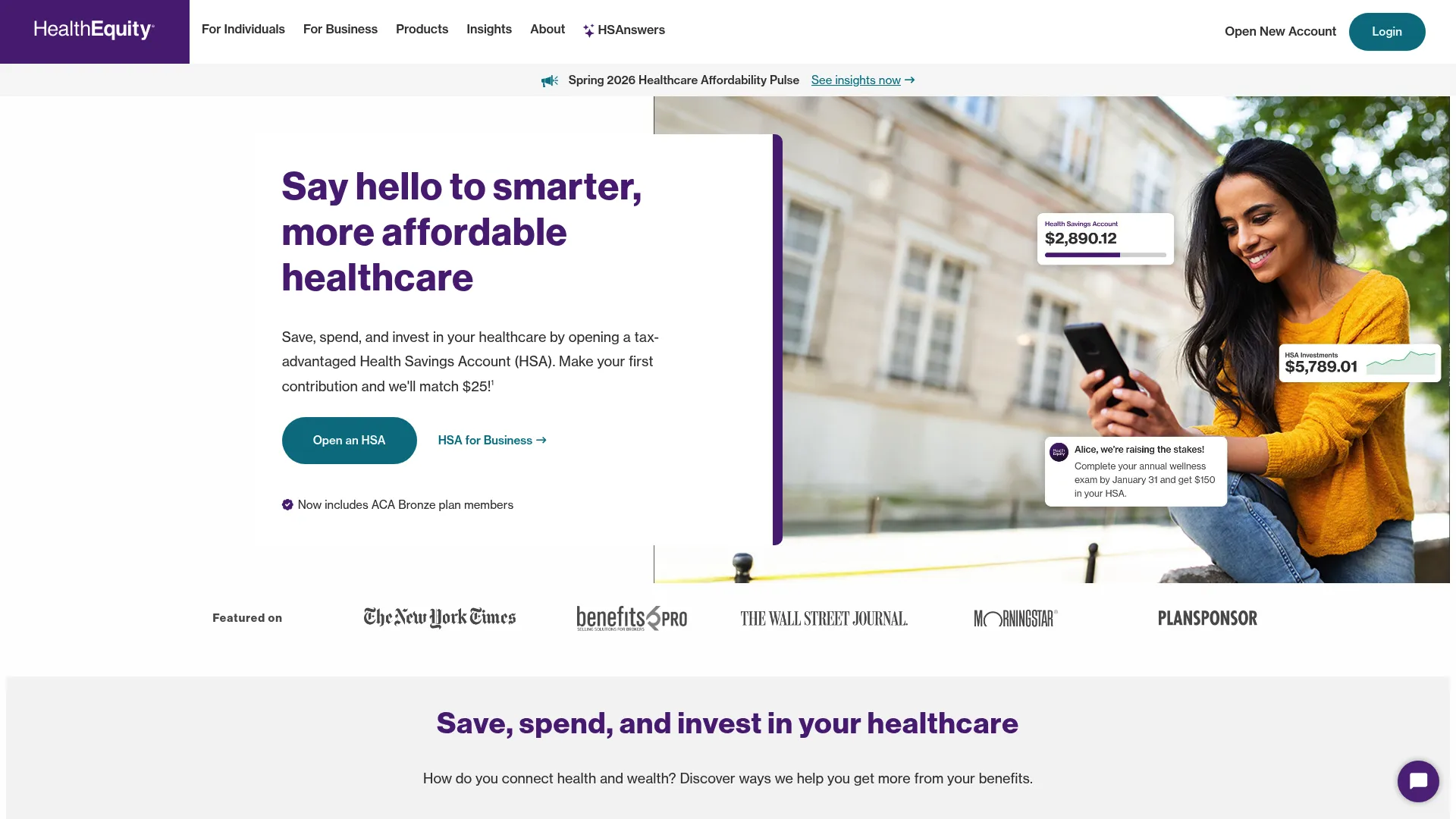 HealthEquity health savings account platform homepage