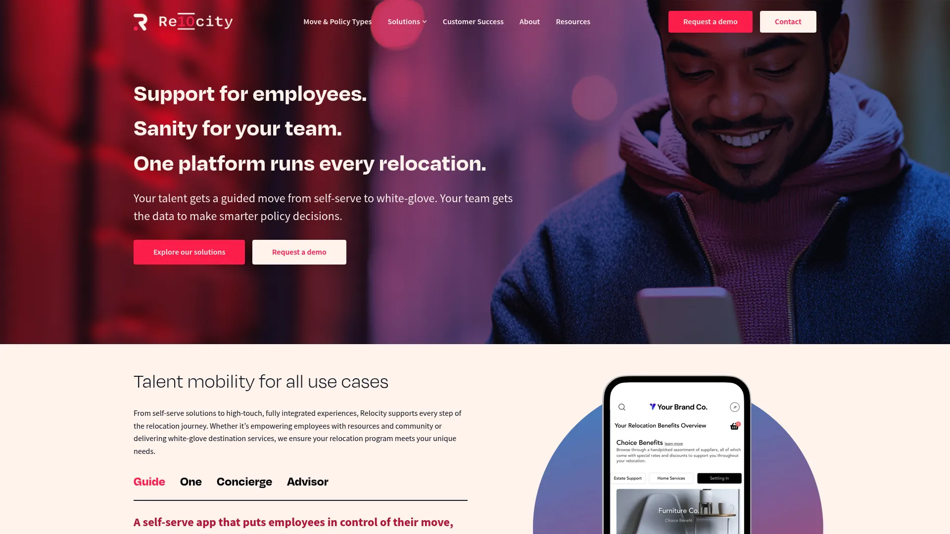 Relocity talent mobility platform homepage