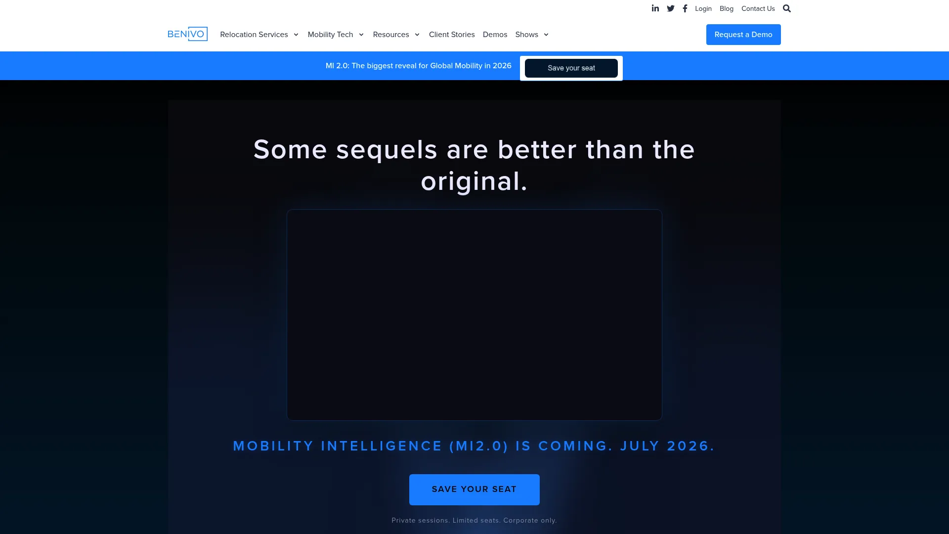 Benivo global mobility platform homepage