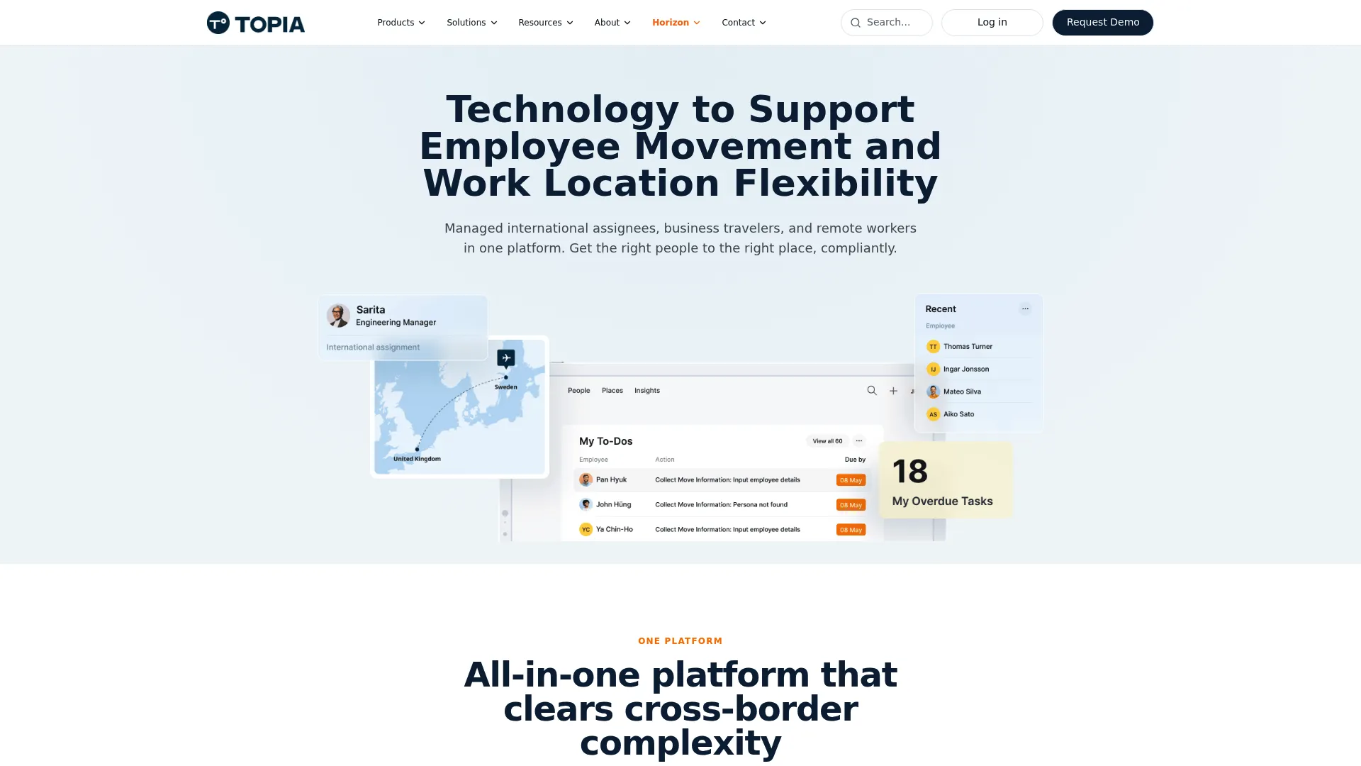 Topia global mobility platform homepage