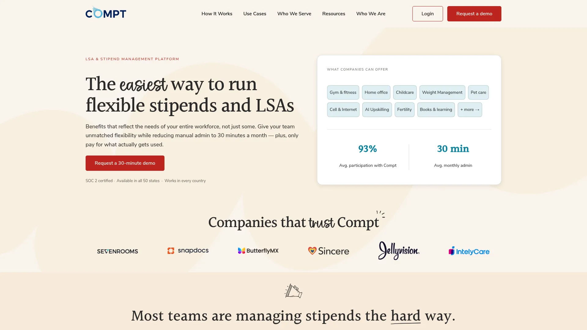 Compt lifestyle spending account software homepage