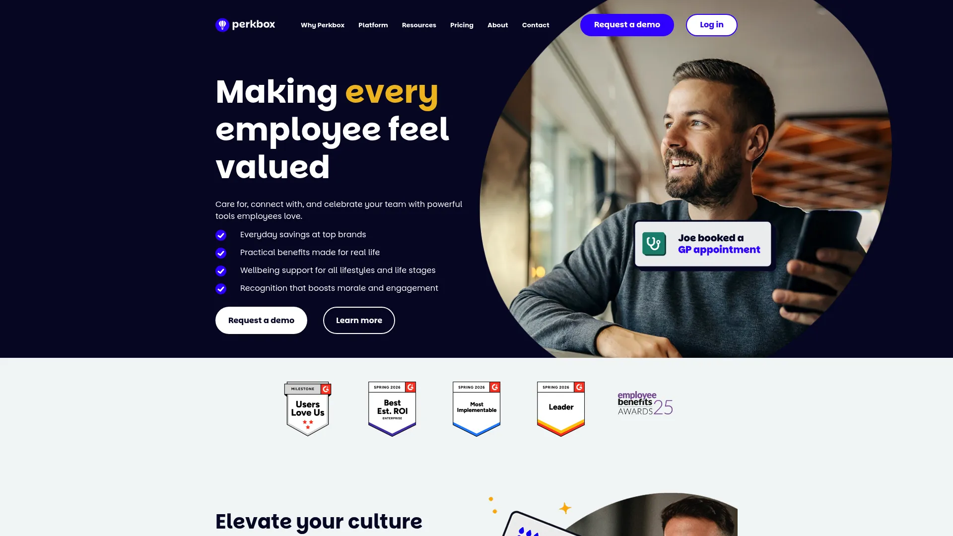 Perkbox employee experience platform homepage