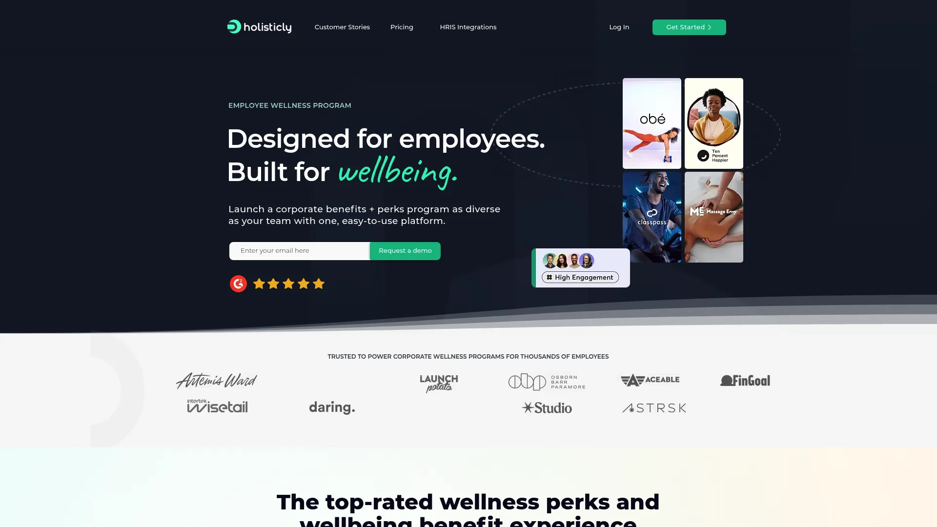 Holisticly wellness benefits and perks platform homepage