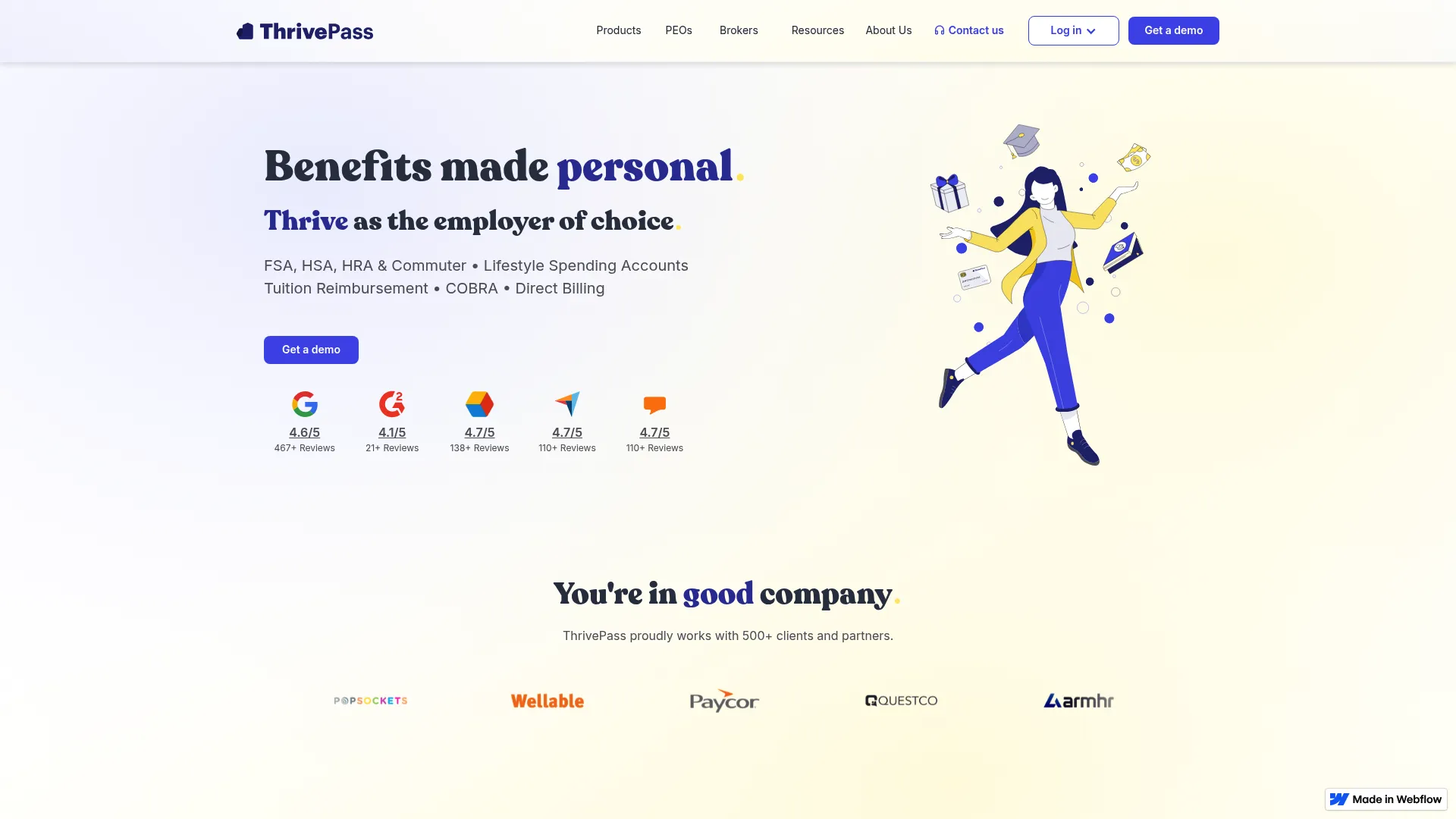 ThrivePass employee benefits and spending accounts homepage