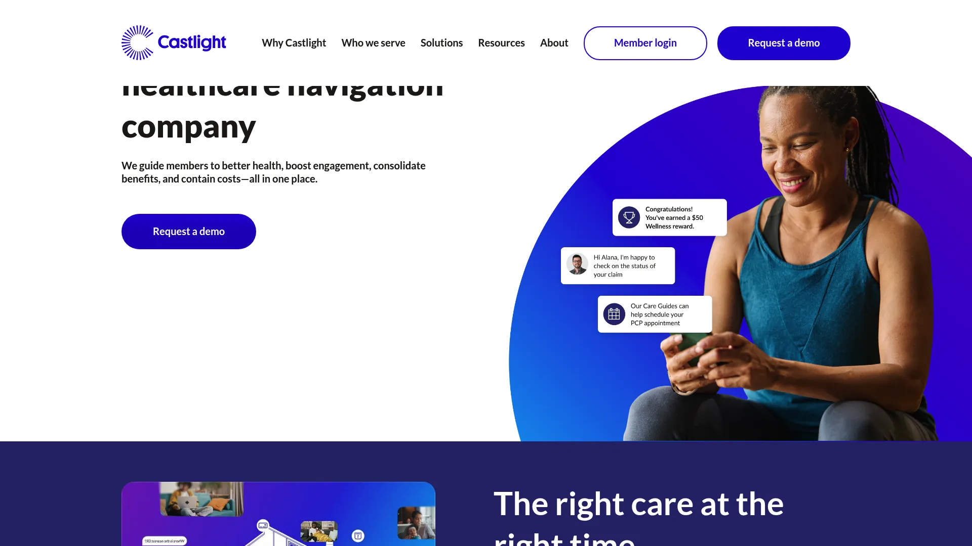 Castlight homepage showing healthcare navigation platform