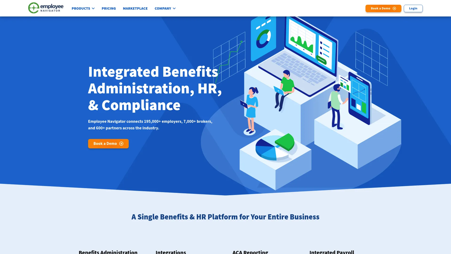 Employee Navigator homepage showing benefits administration and HR software