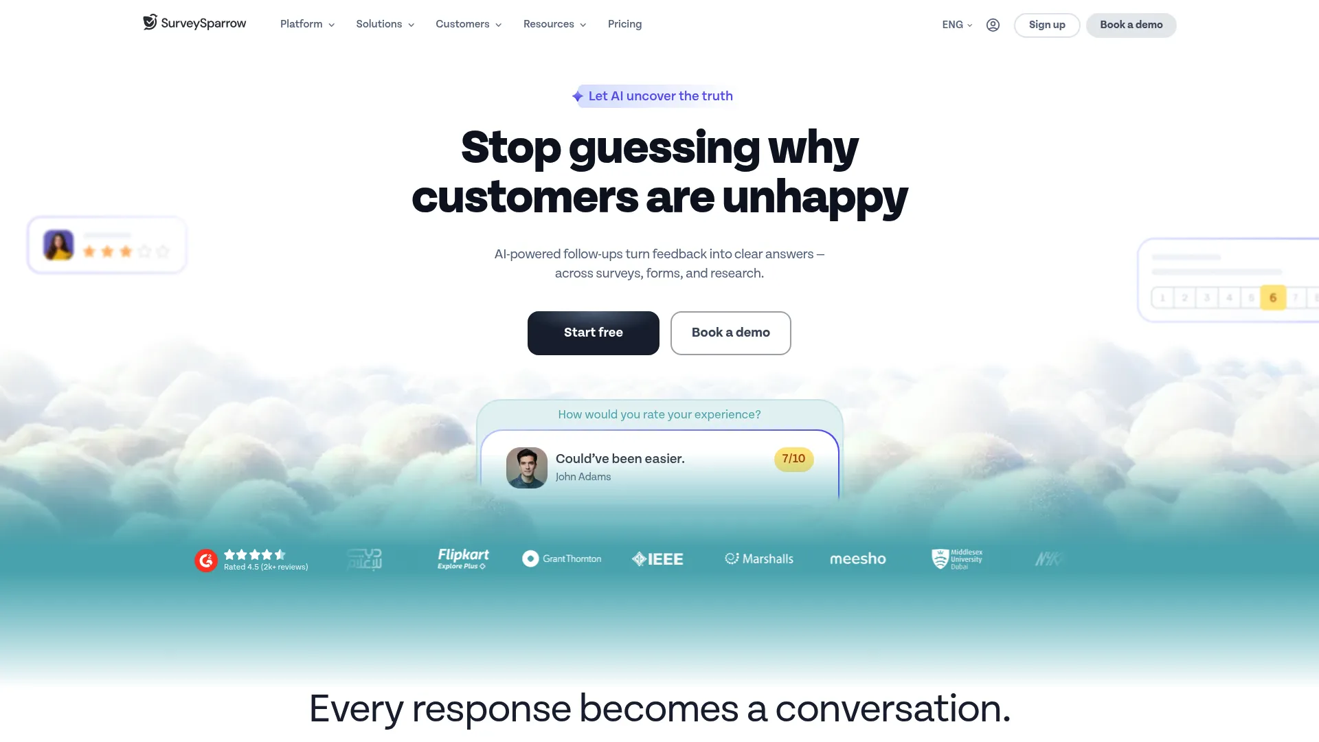 SurveySparrow conversational exit survey experience