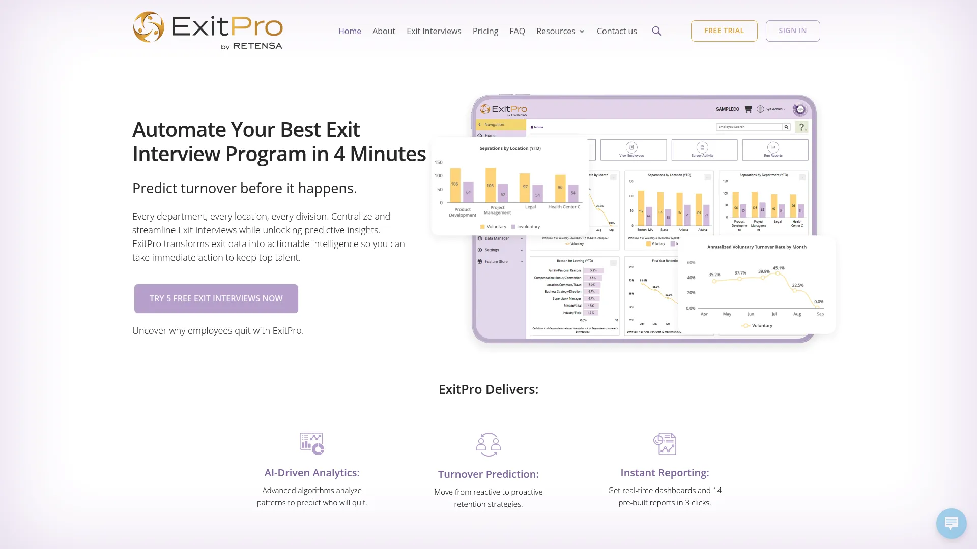 ExitPro automated exit interview software dashboard