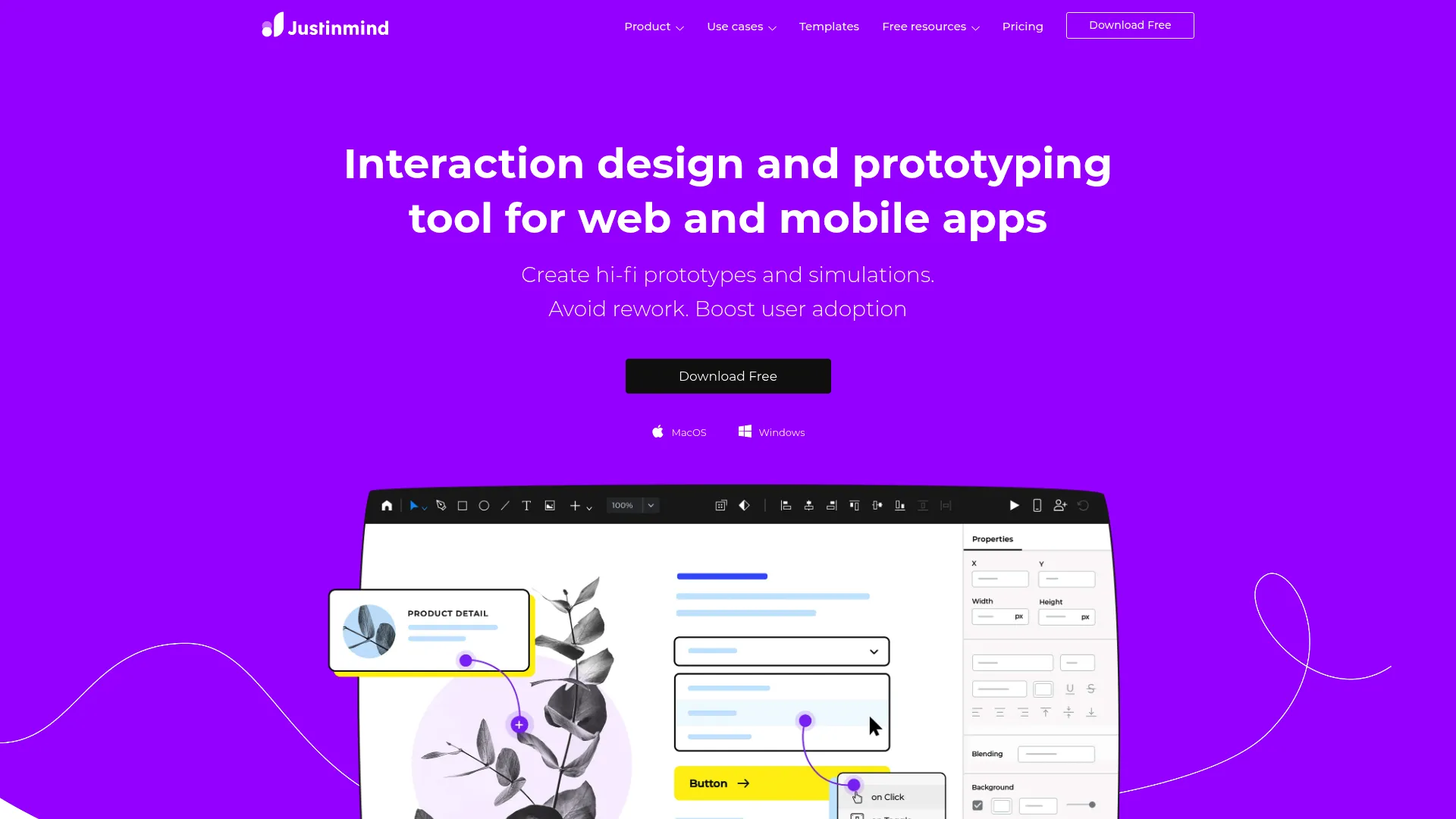 Justinmind interactive prototyping software interface