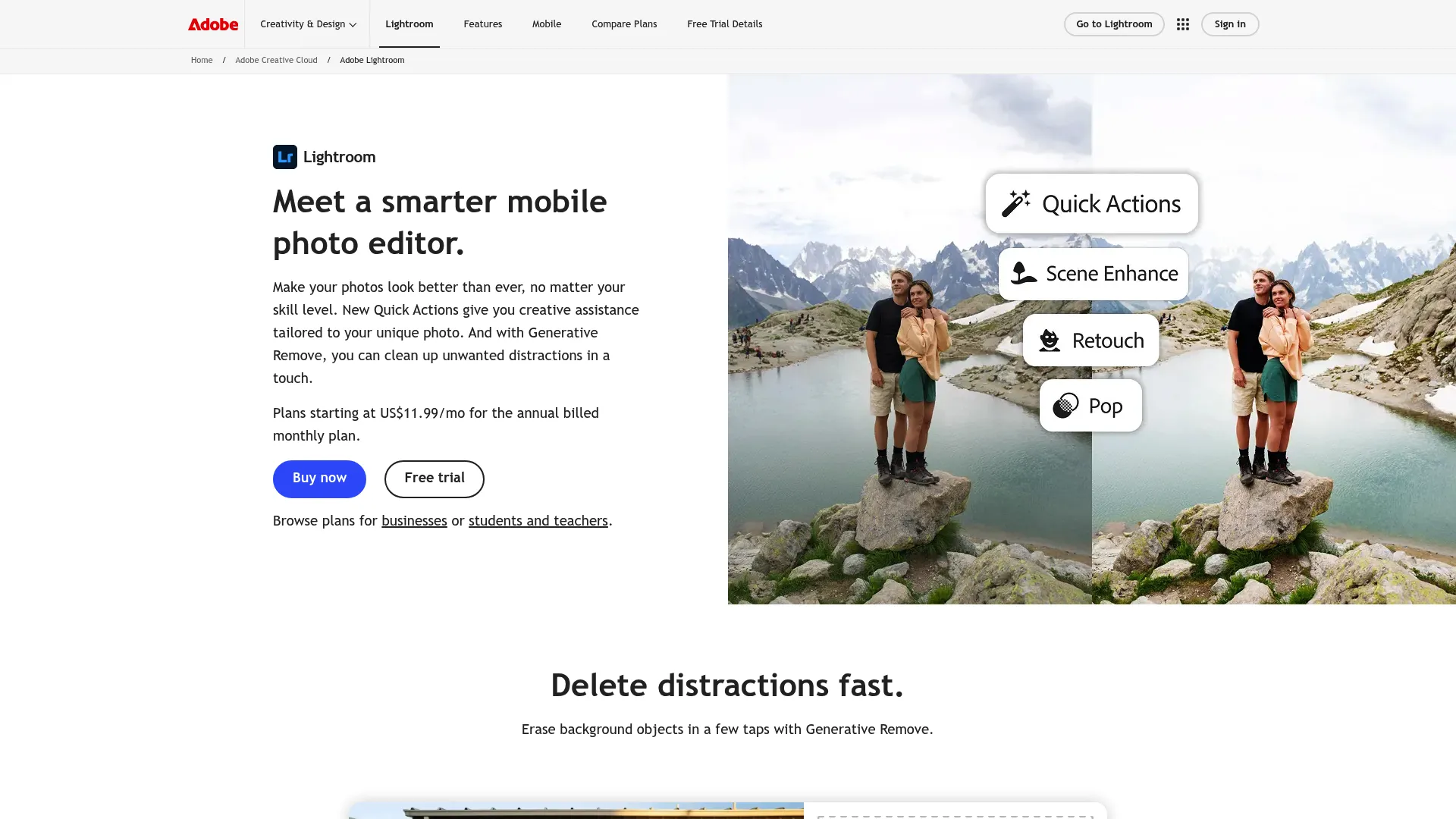 Adobe Lightroom cloud interface