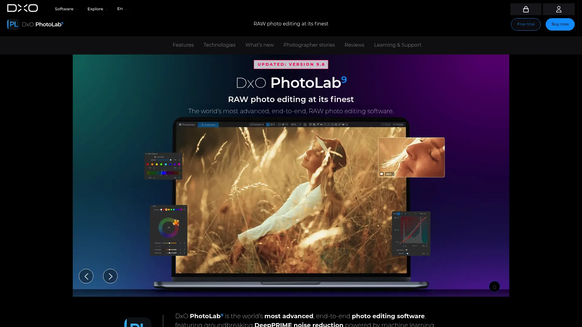 DxO PhotoLab editing interface