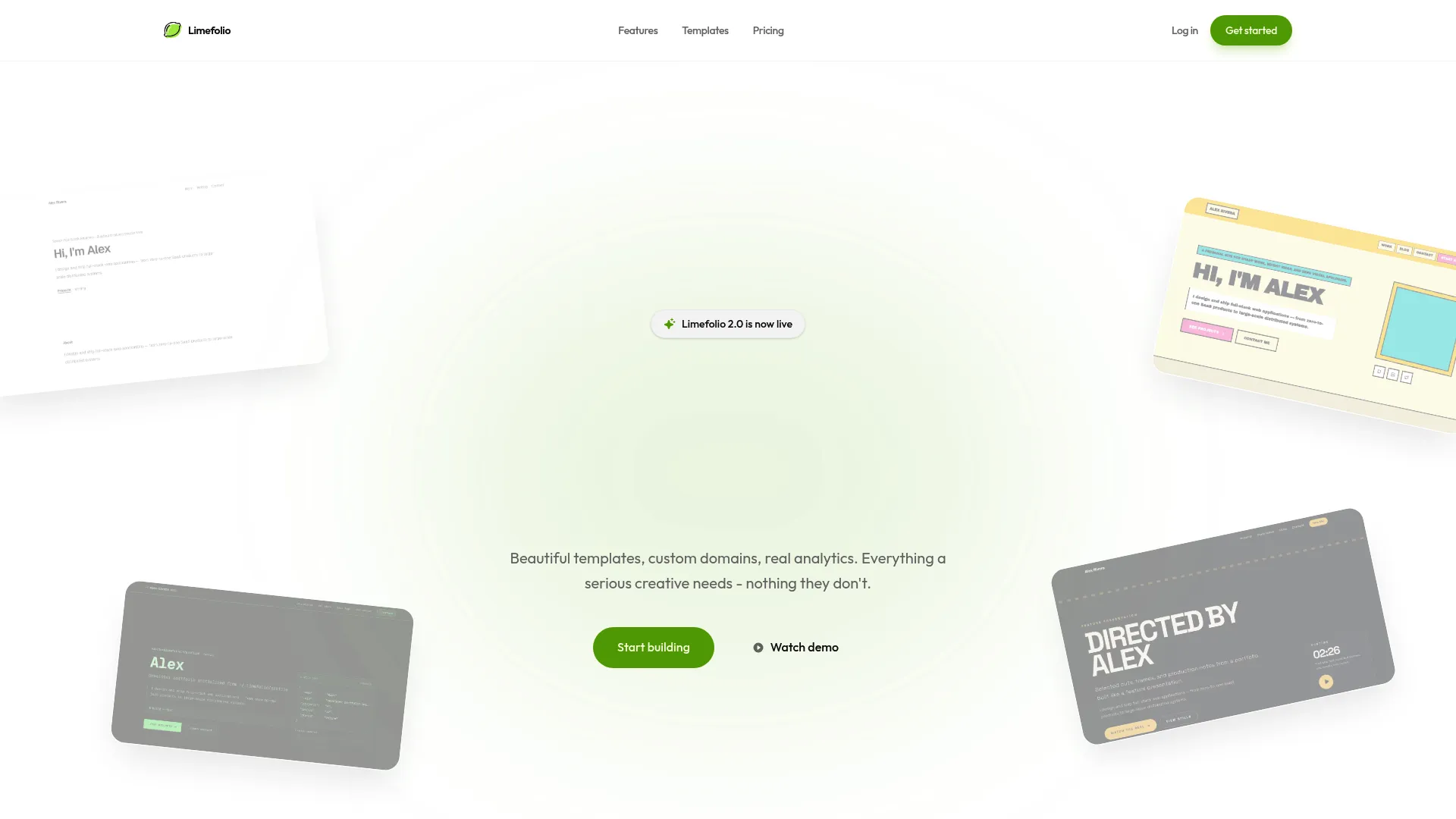 Limefolio no-code portfolio builder homepage