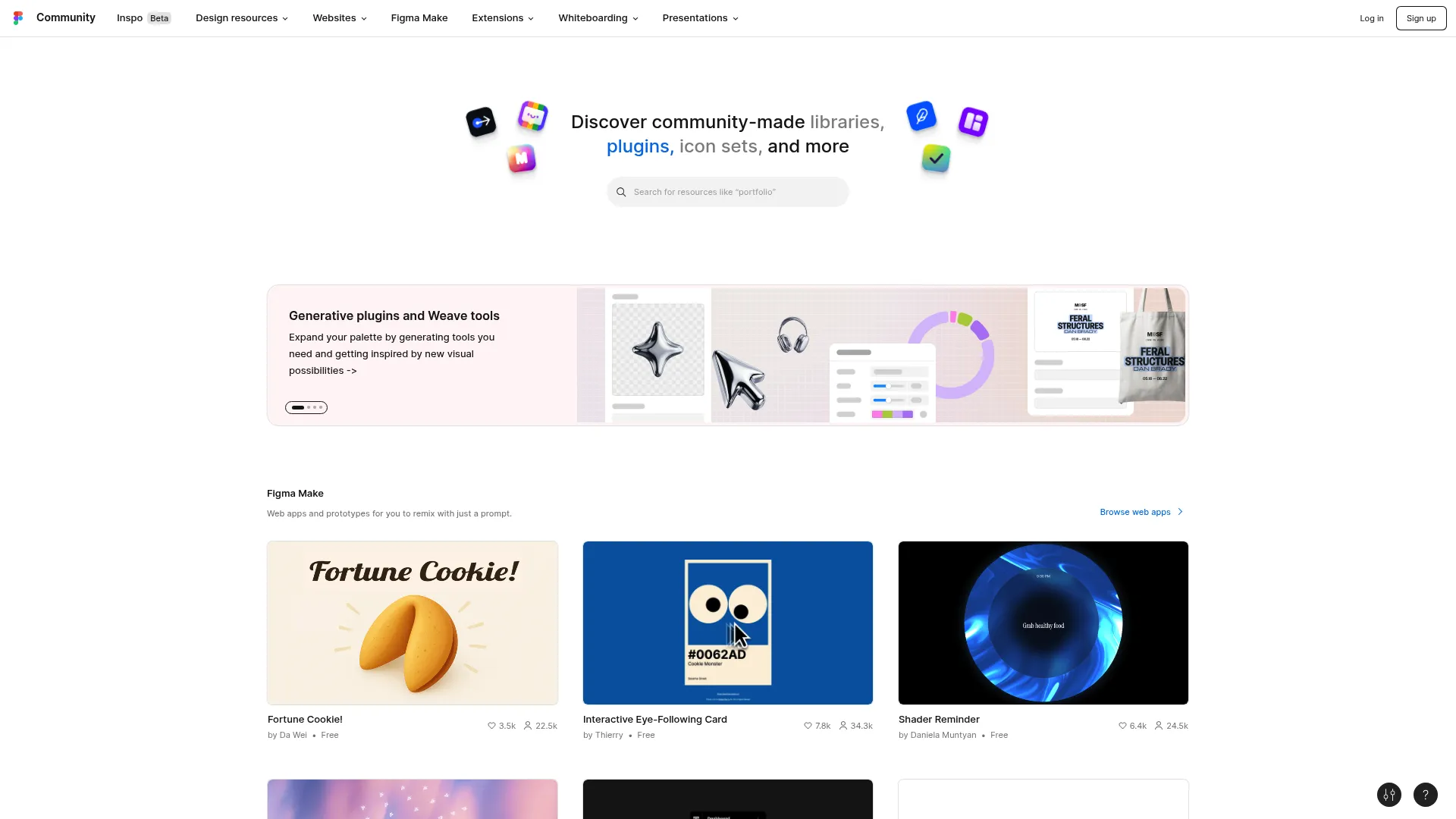 Figma Community page showing design templates and resources