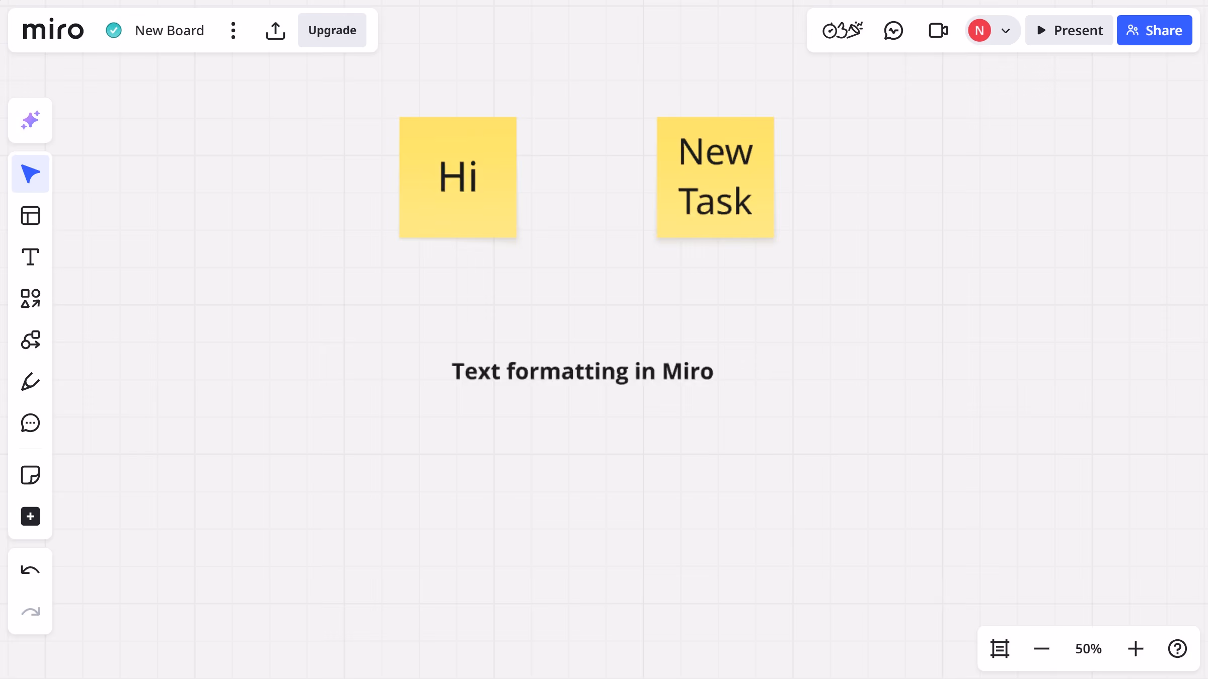 How to change the text size on a Miro board