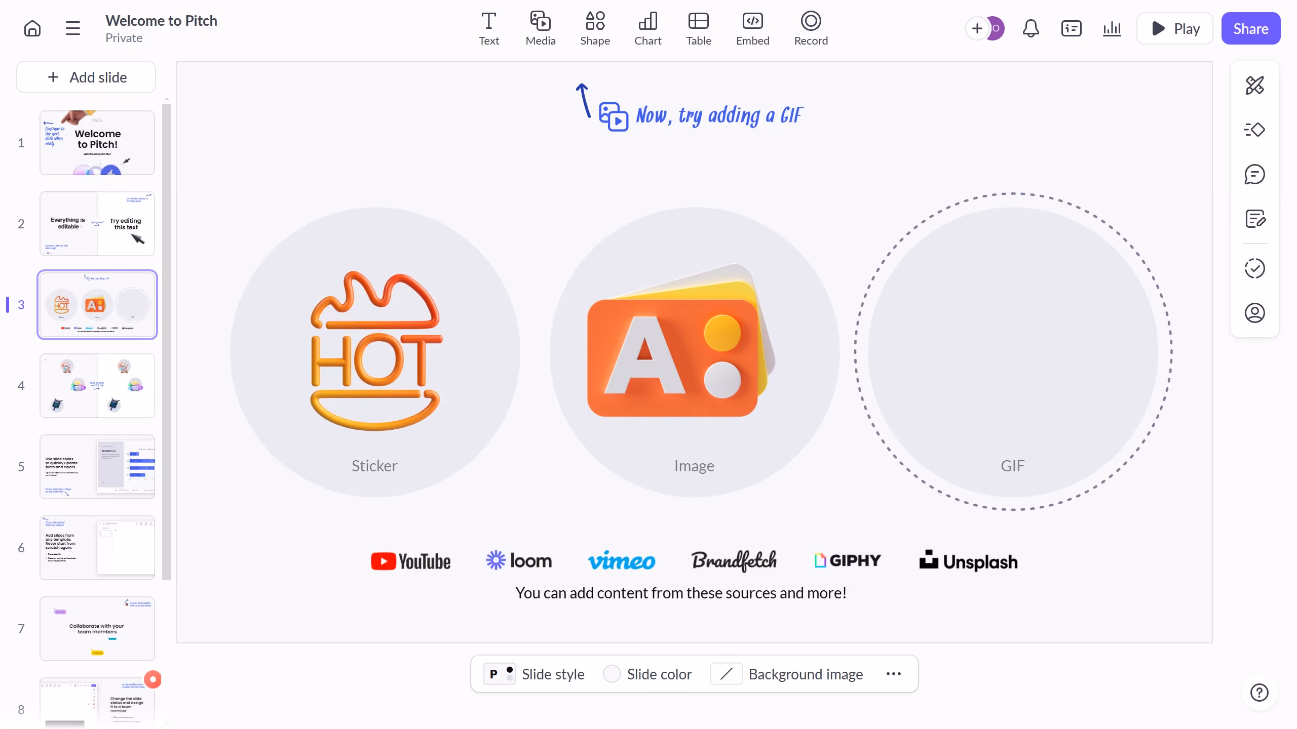 How to add text inside a shape on Pitch.com