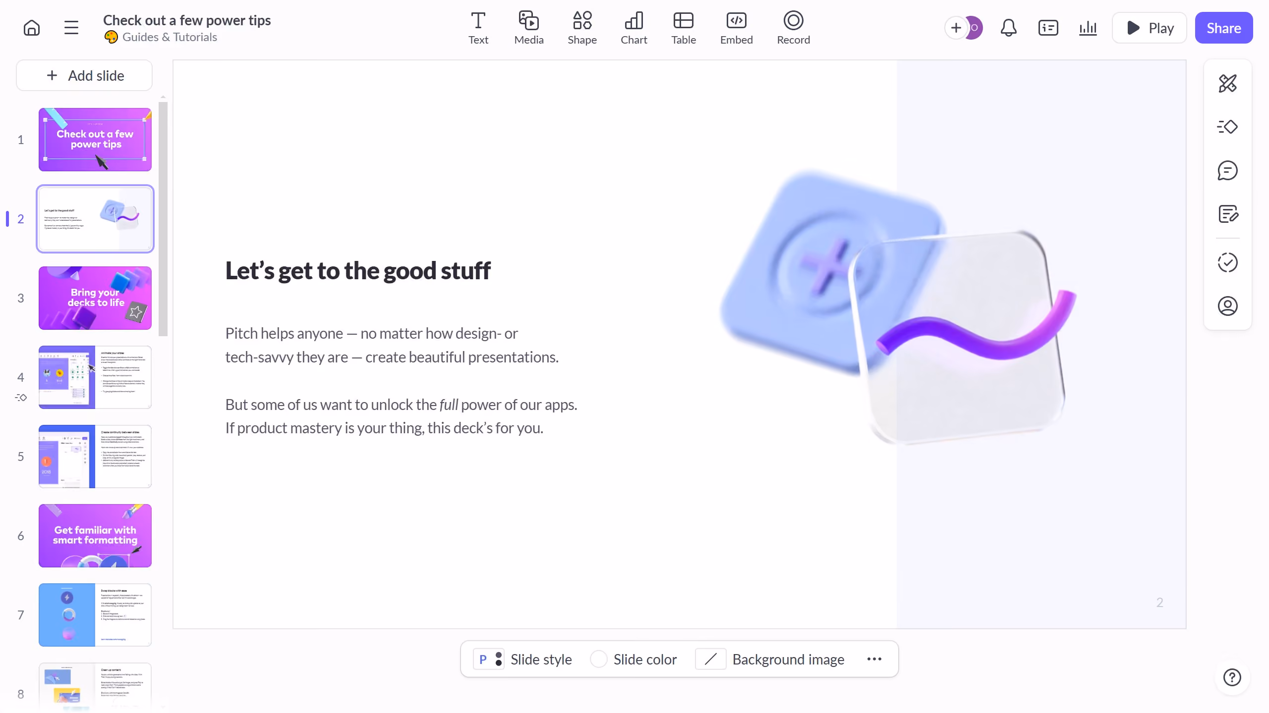 How to add a shape on Pitch.com