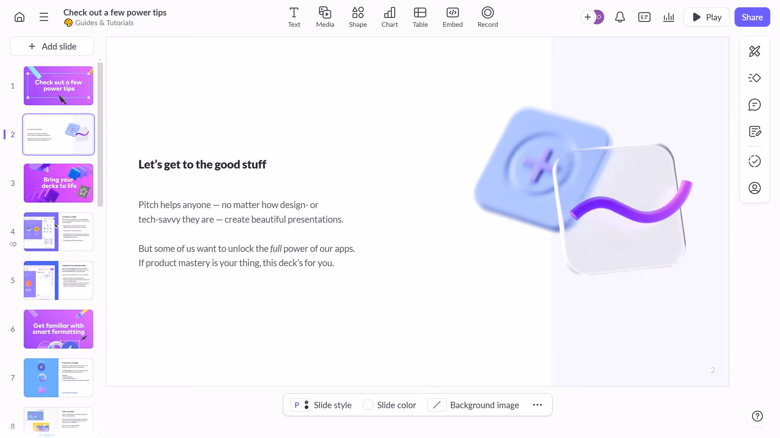 How to create a text block on Pitch.com
