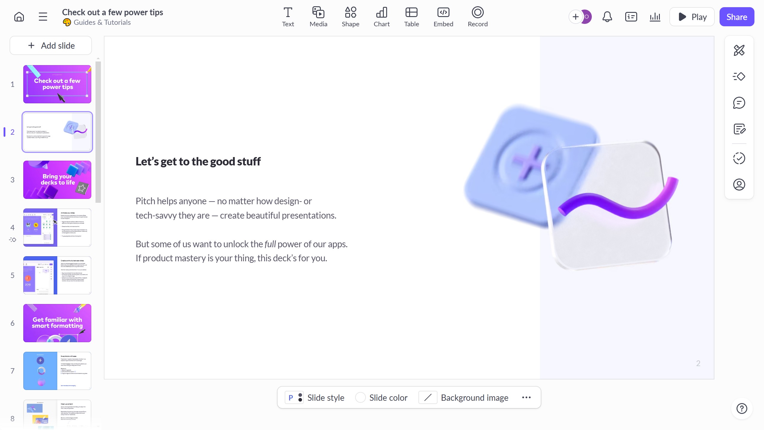 How to create a text block on Pitch.com