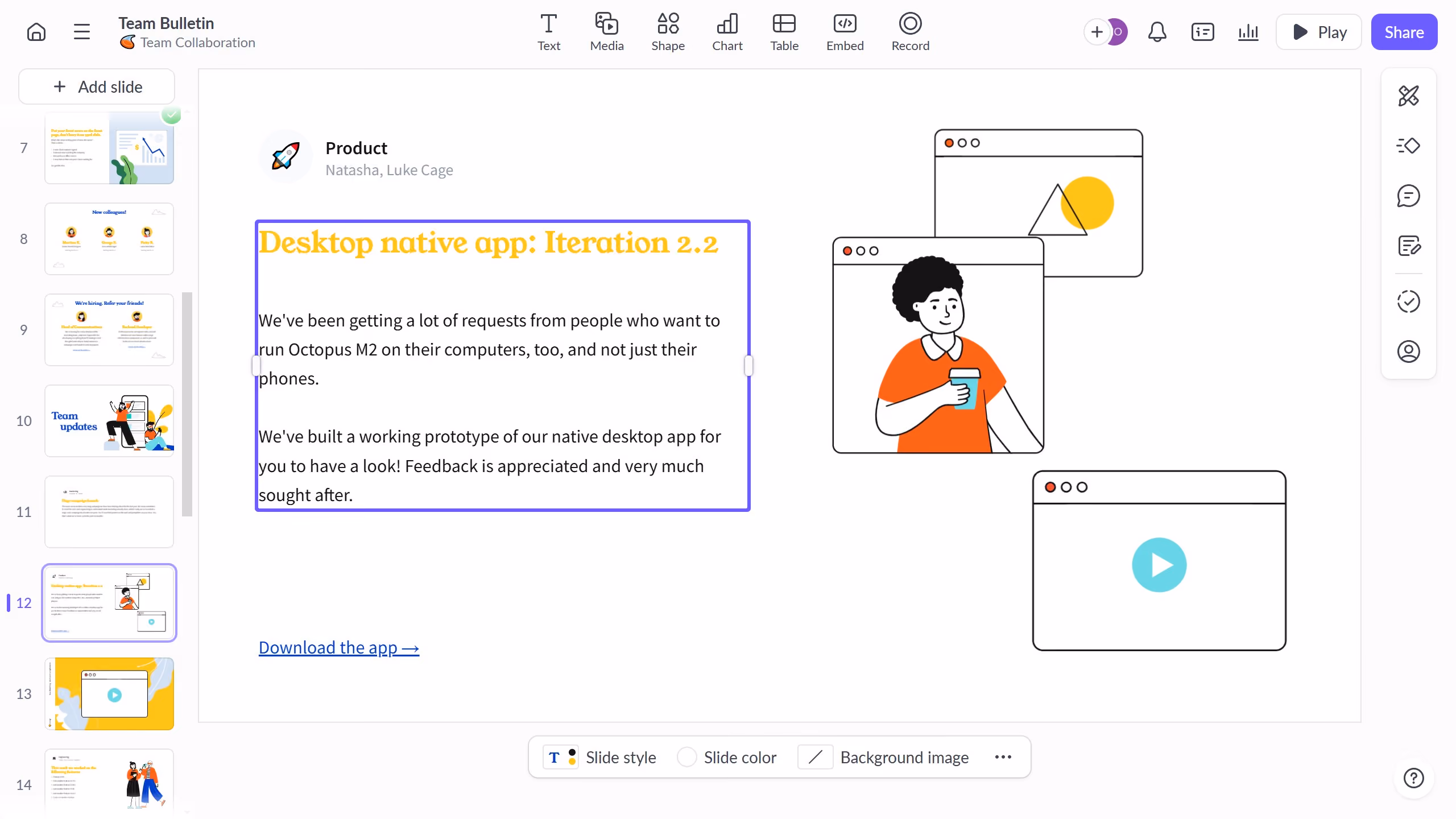How to edit and style text in groups on Pitch.com