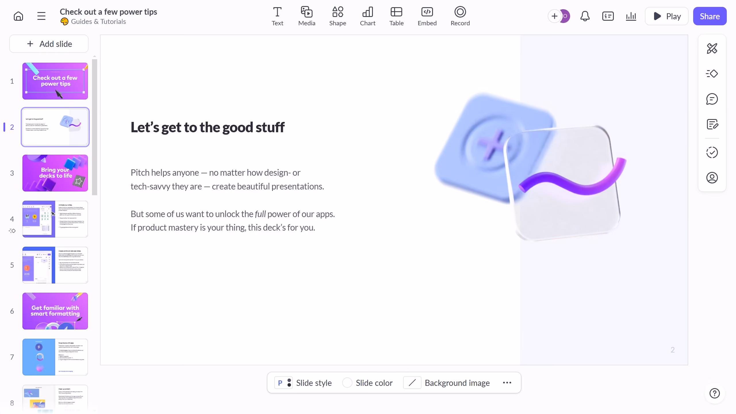How to link to a different slide from text on Pitch.com