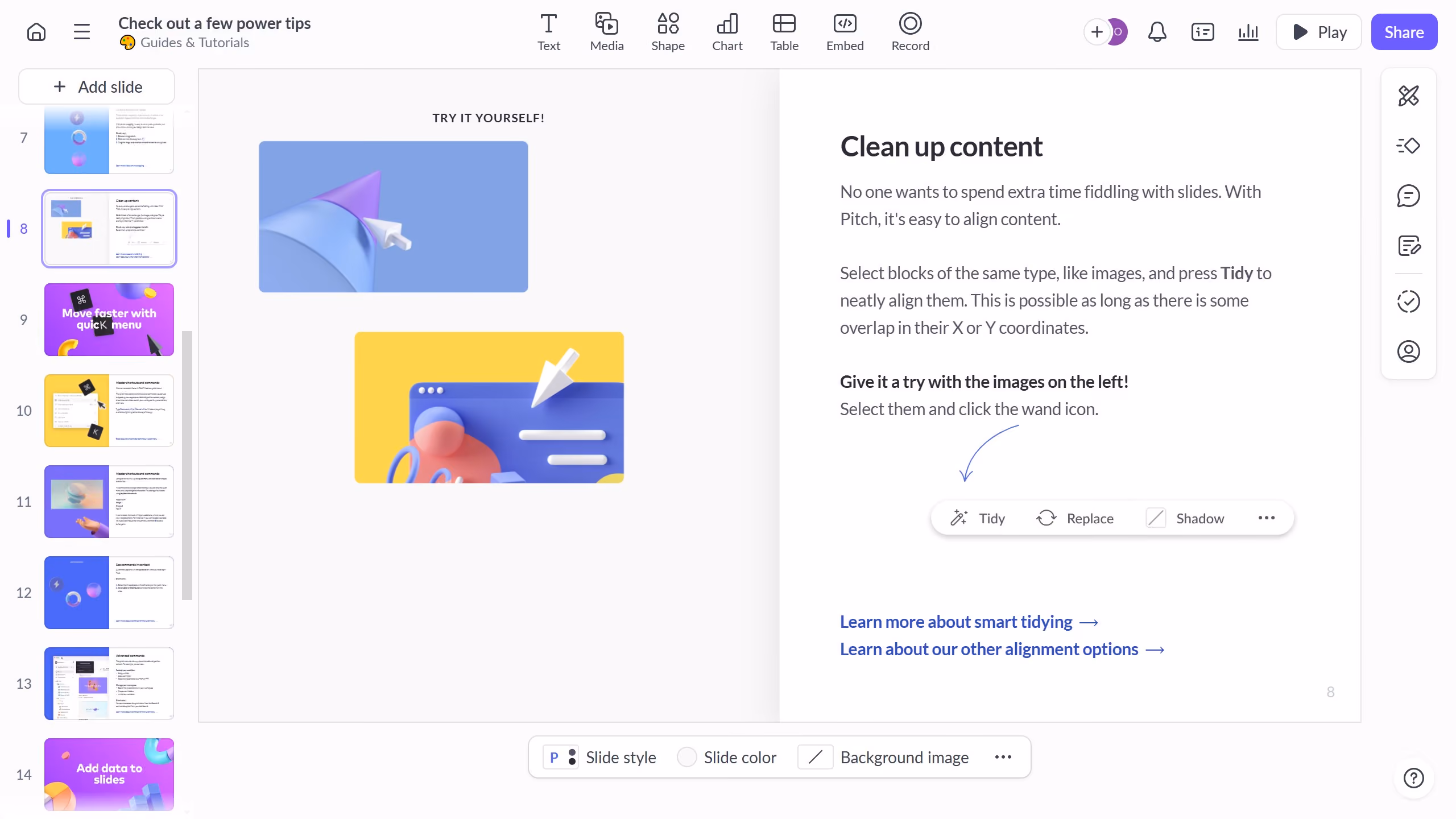 How to use library images in your presentations on Pitch.com