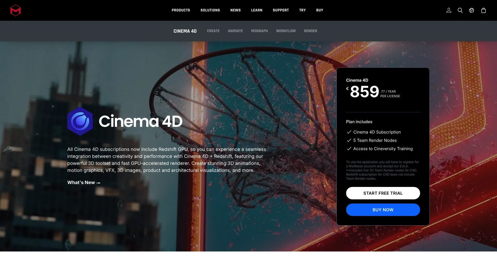 Cinema 4D motion graphics interface
