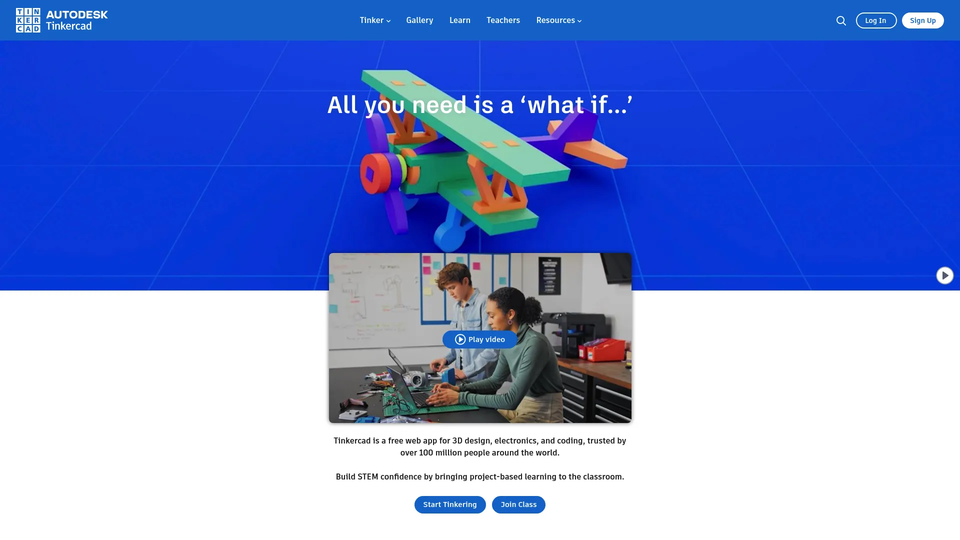 Tinkercad browser-based 3D design interface