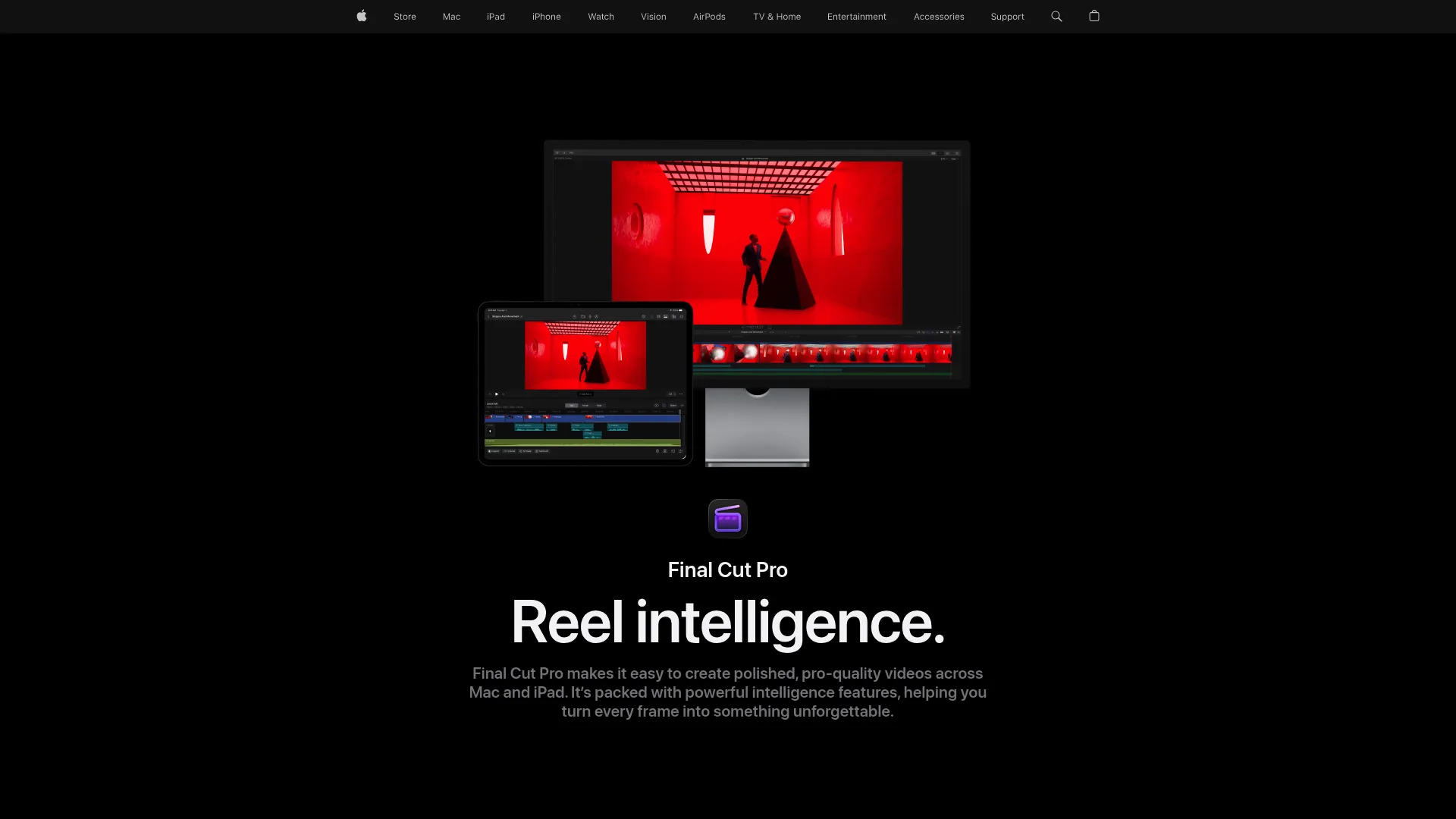 Apple Final Cut Pro video editing software homepage
