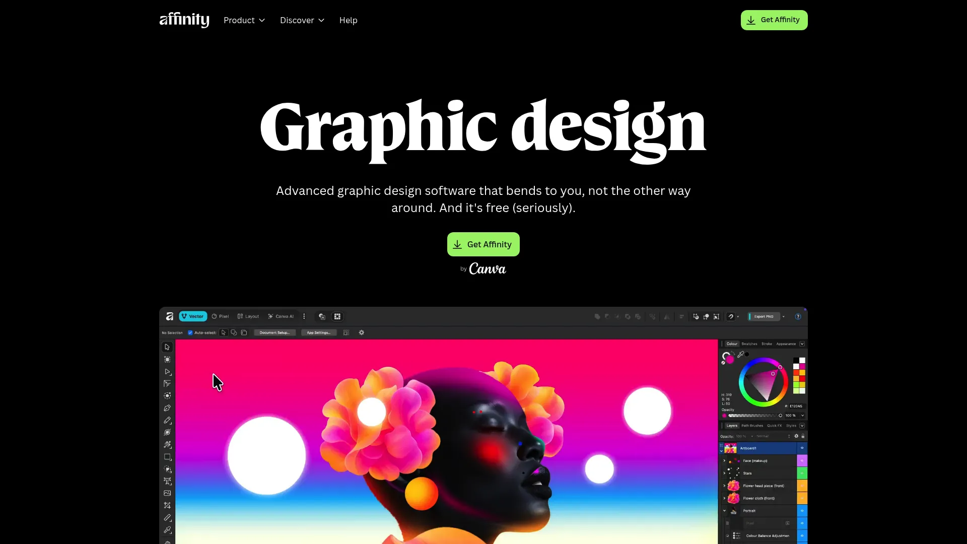 Affinity Designer vector graphics software homepage