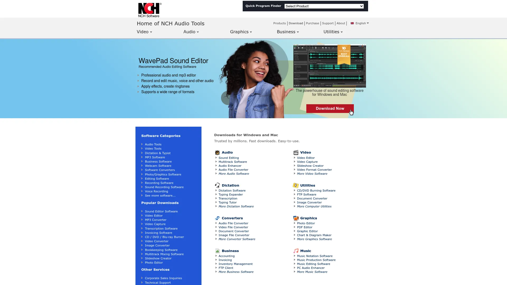 WavePad audio editing software interface from NCH