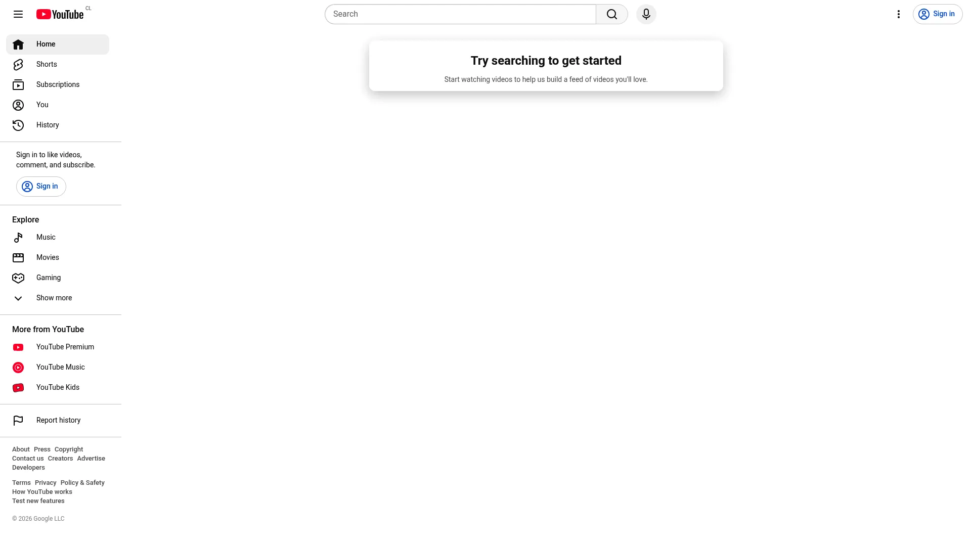 YouTube video platform homepage