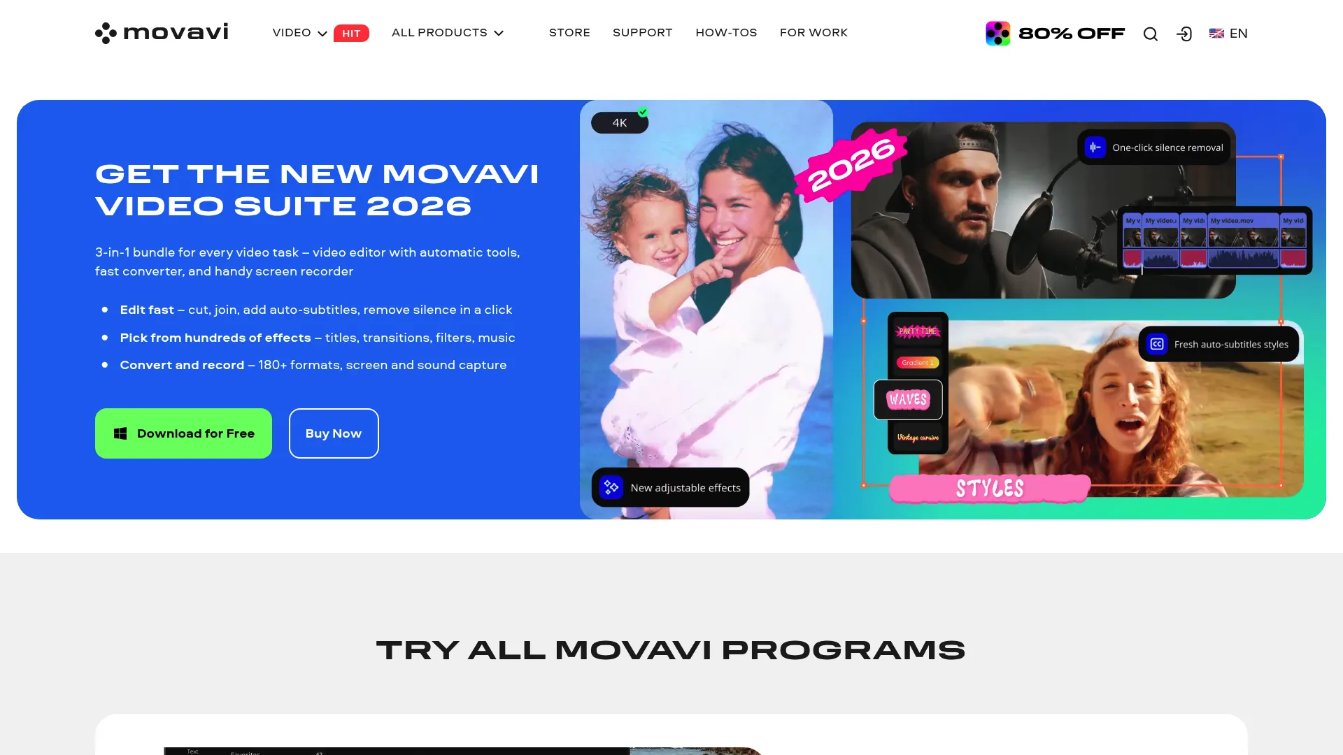 Movavi Video Editor homepage