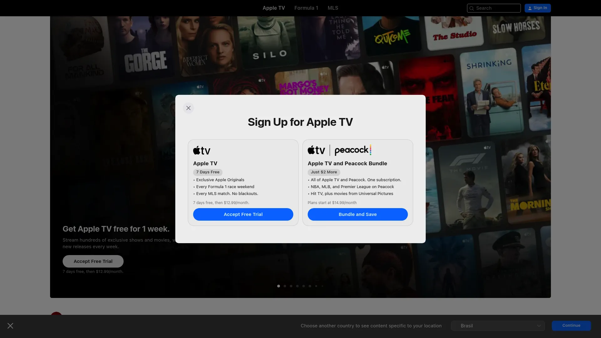 Apple TV+ streaming service homepage