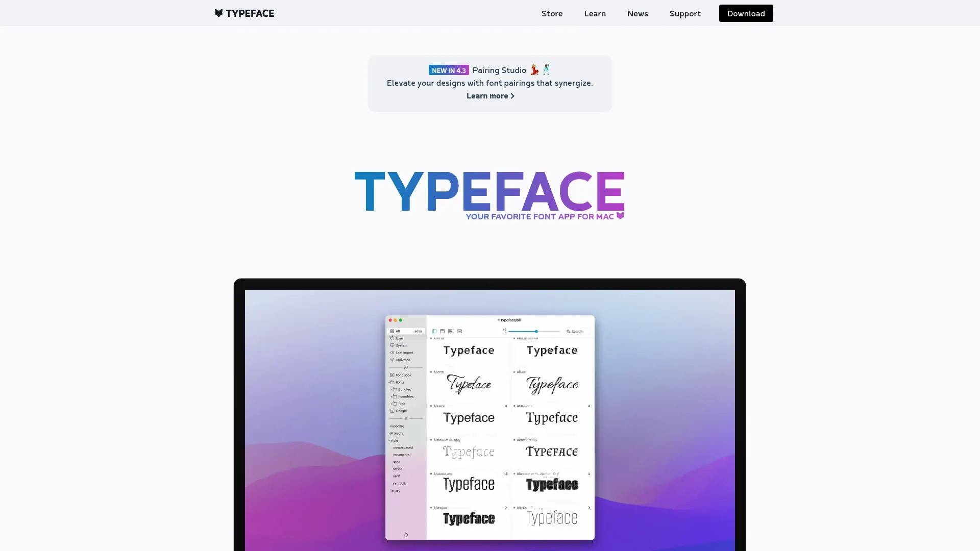 Typeface font manager for Mac