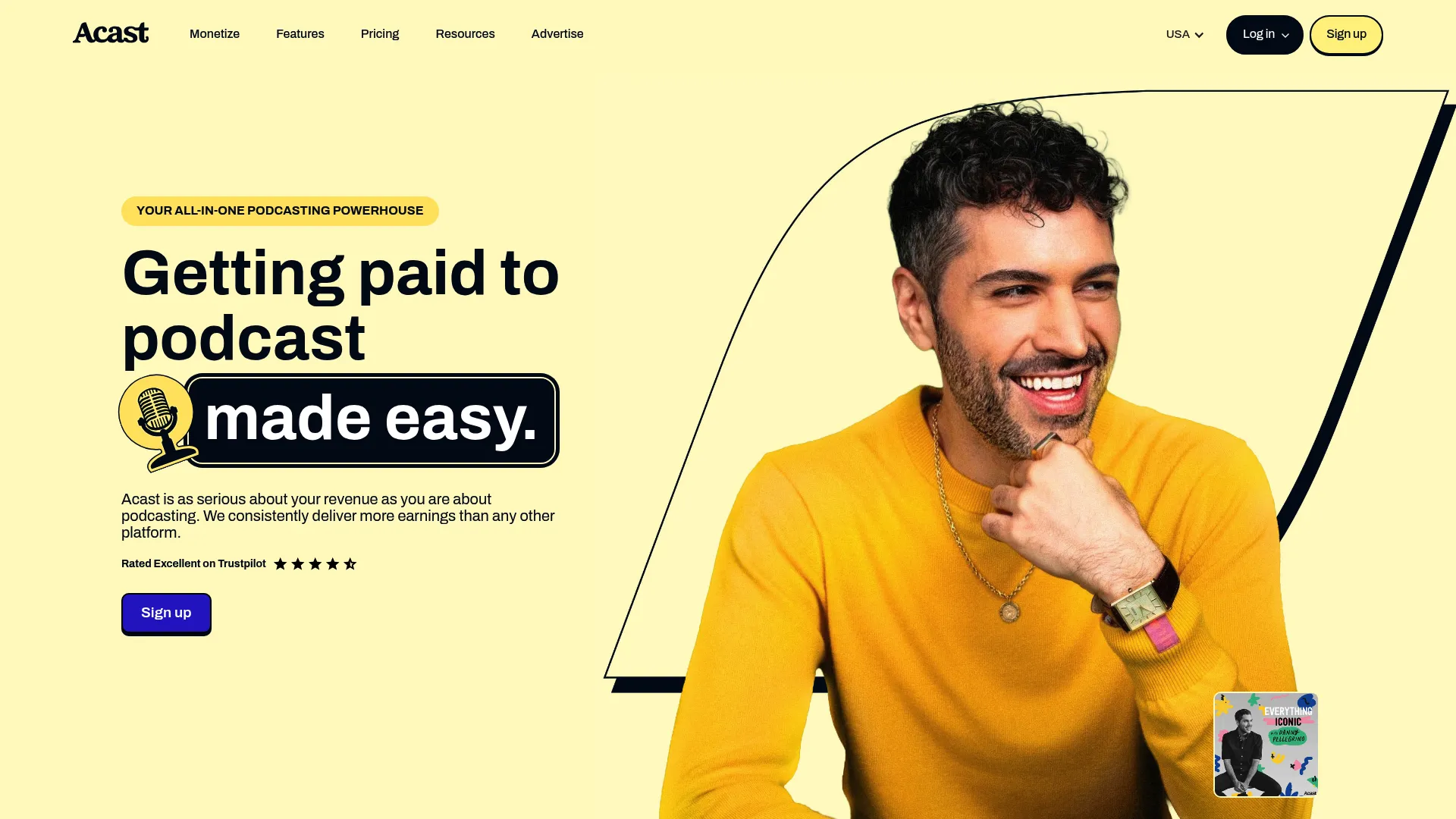 Acast podcast hosting and monetization platform homepage