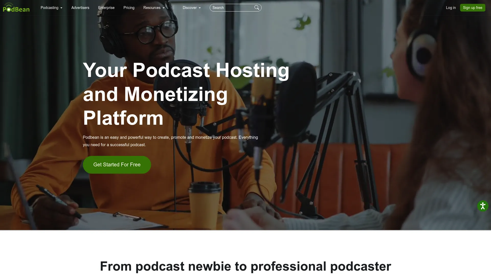 Podbean podcast hosting platform homepage