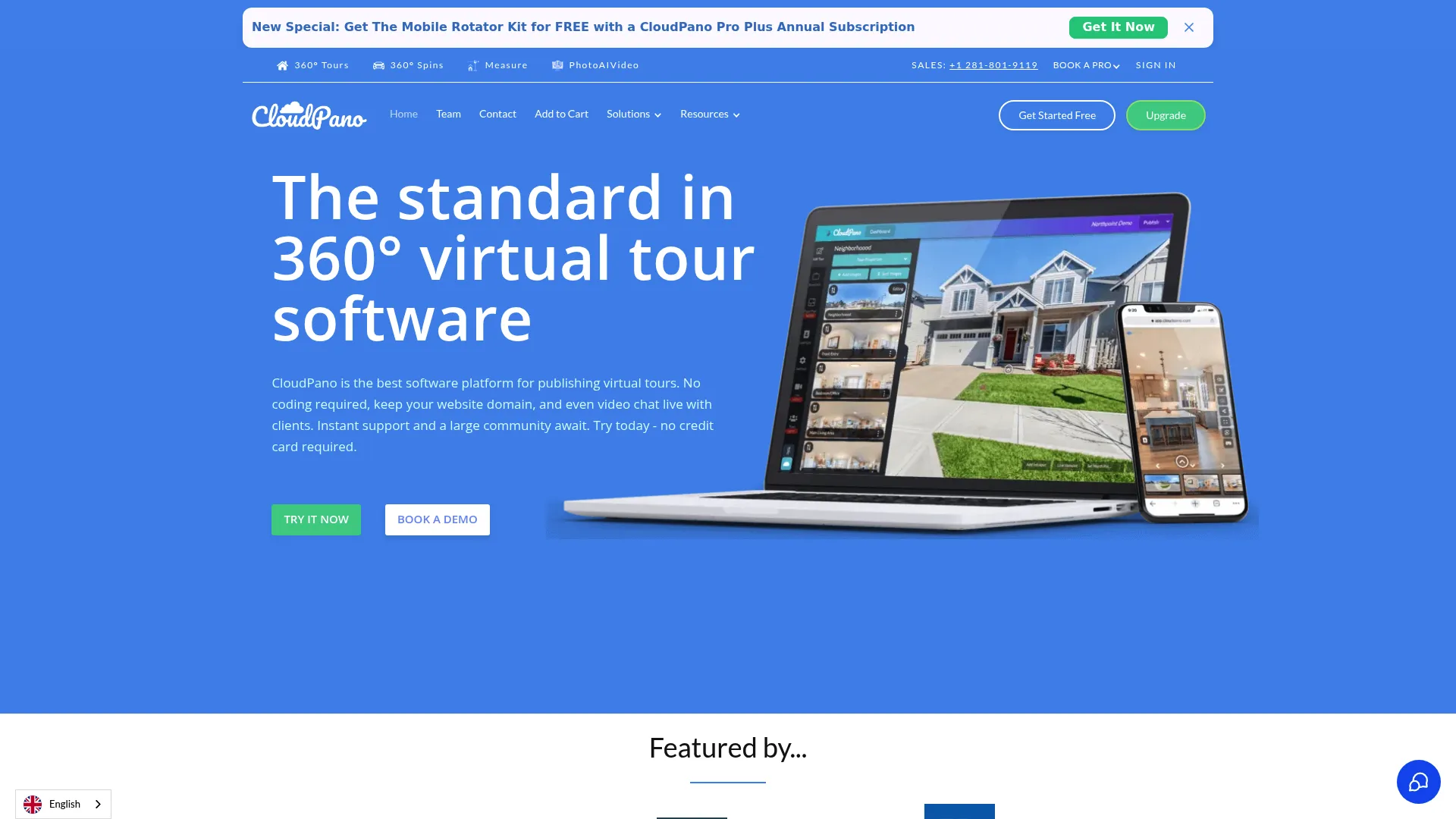 CloudPano virtual tour software homepage