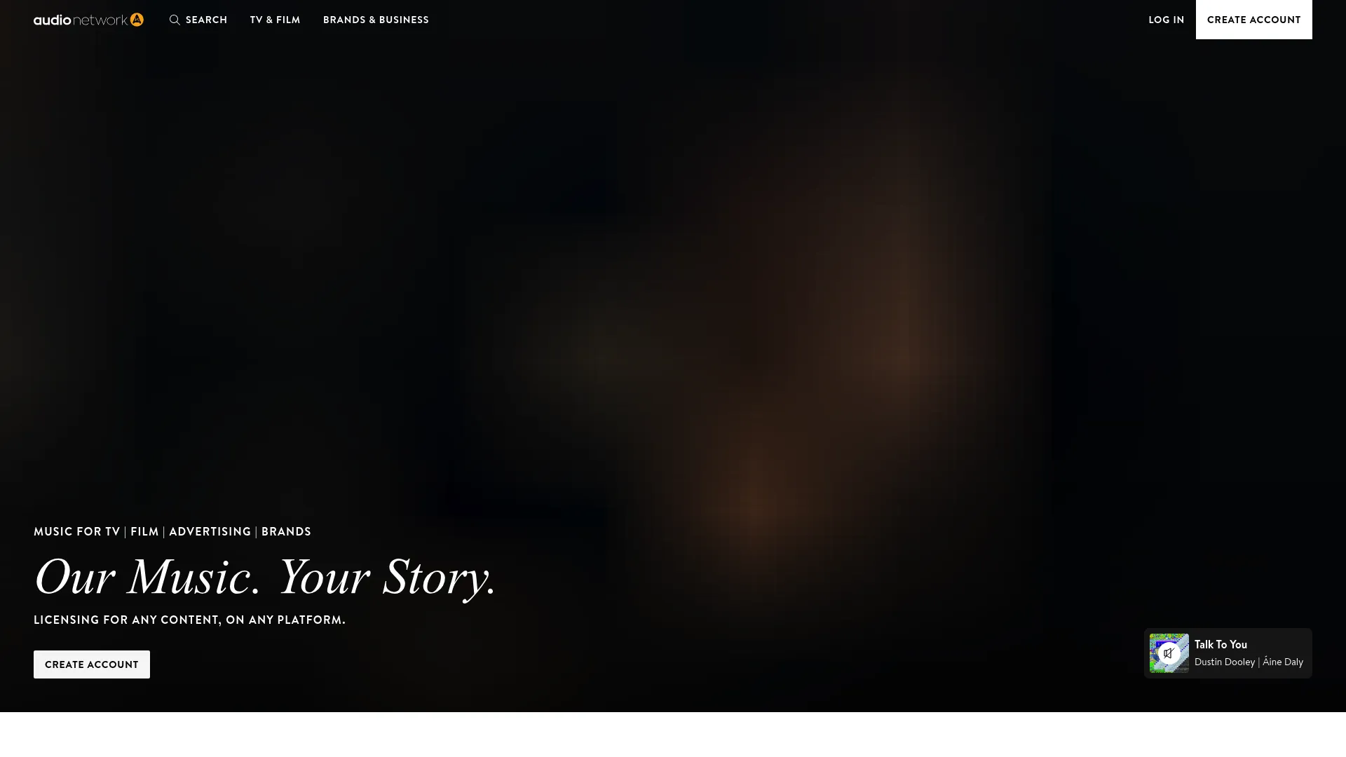 Audio Network production music licensing homepage