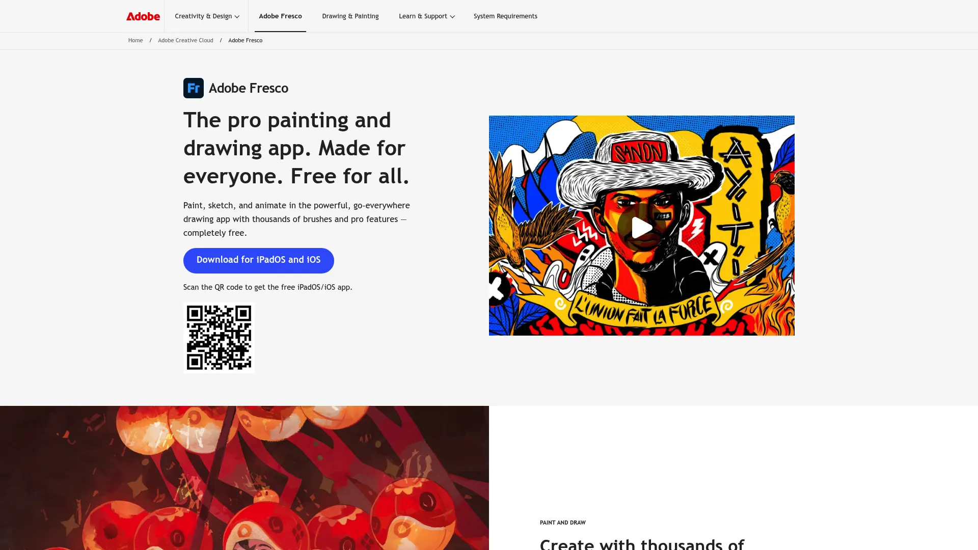 Adobe Fresco digital painting app for stylus and tablet interface
