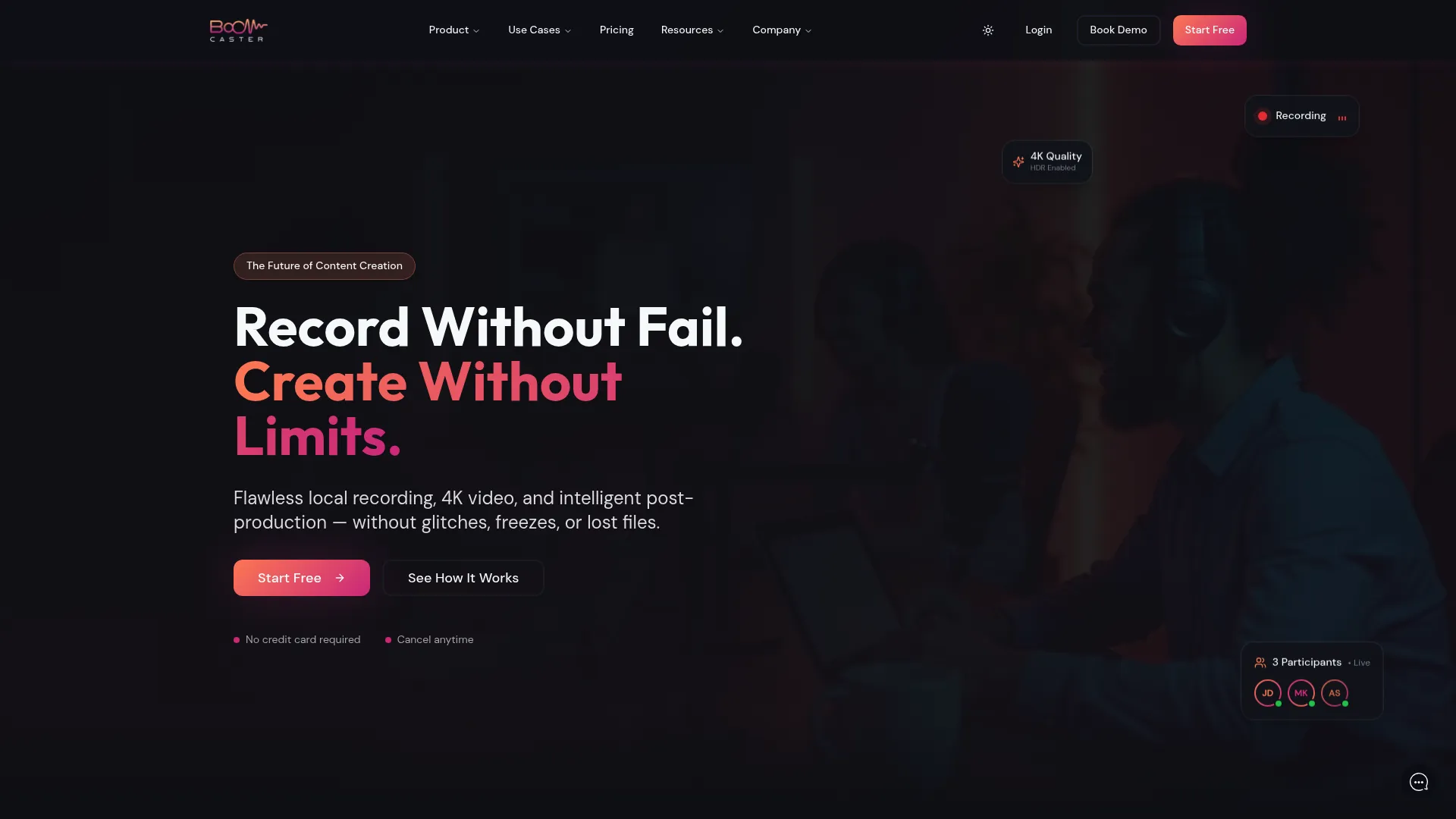 Boomcaster remote recording and livestreaming studio software