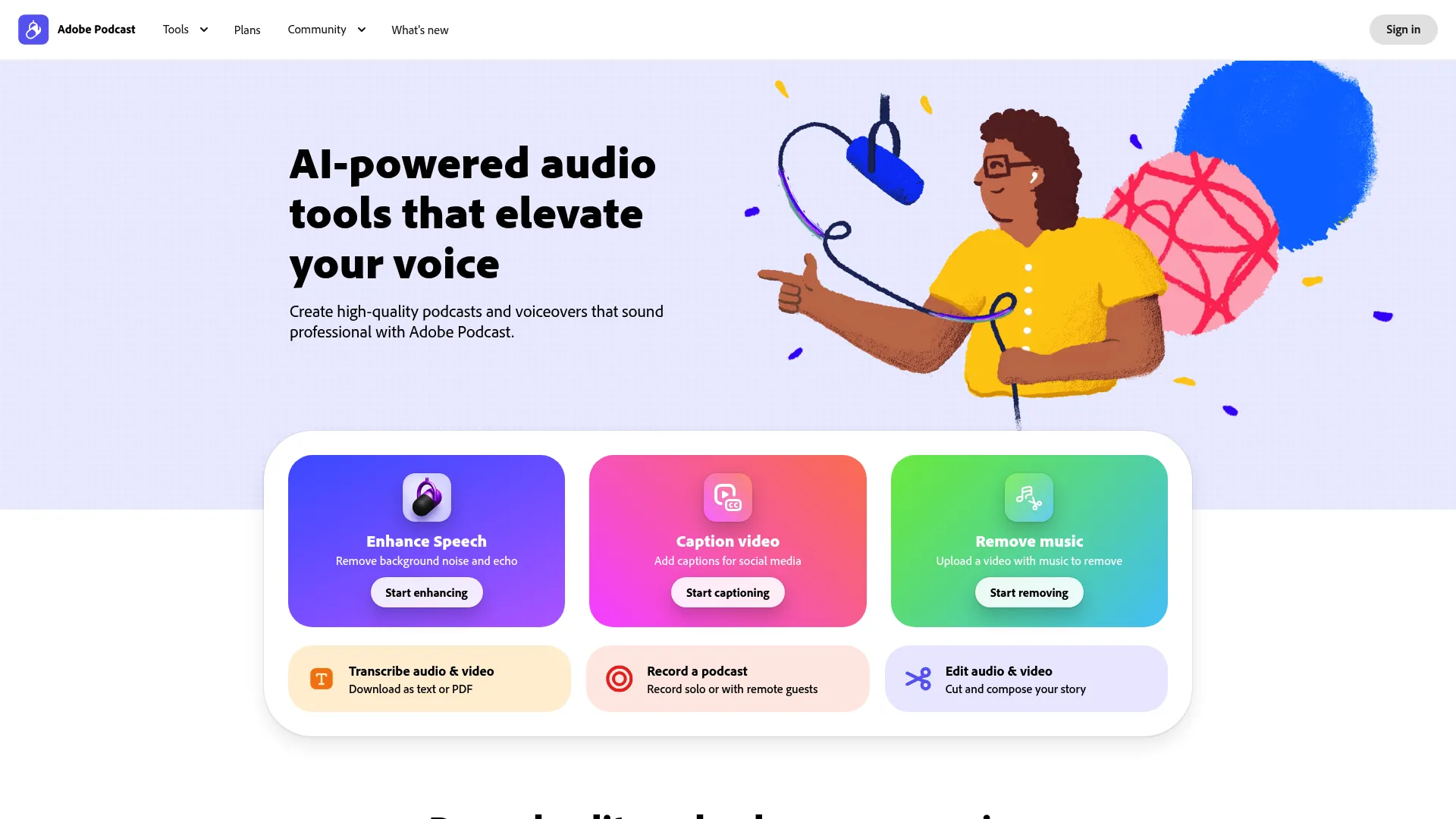 Adobe Podcast browser-based recording software