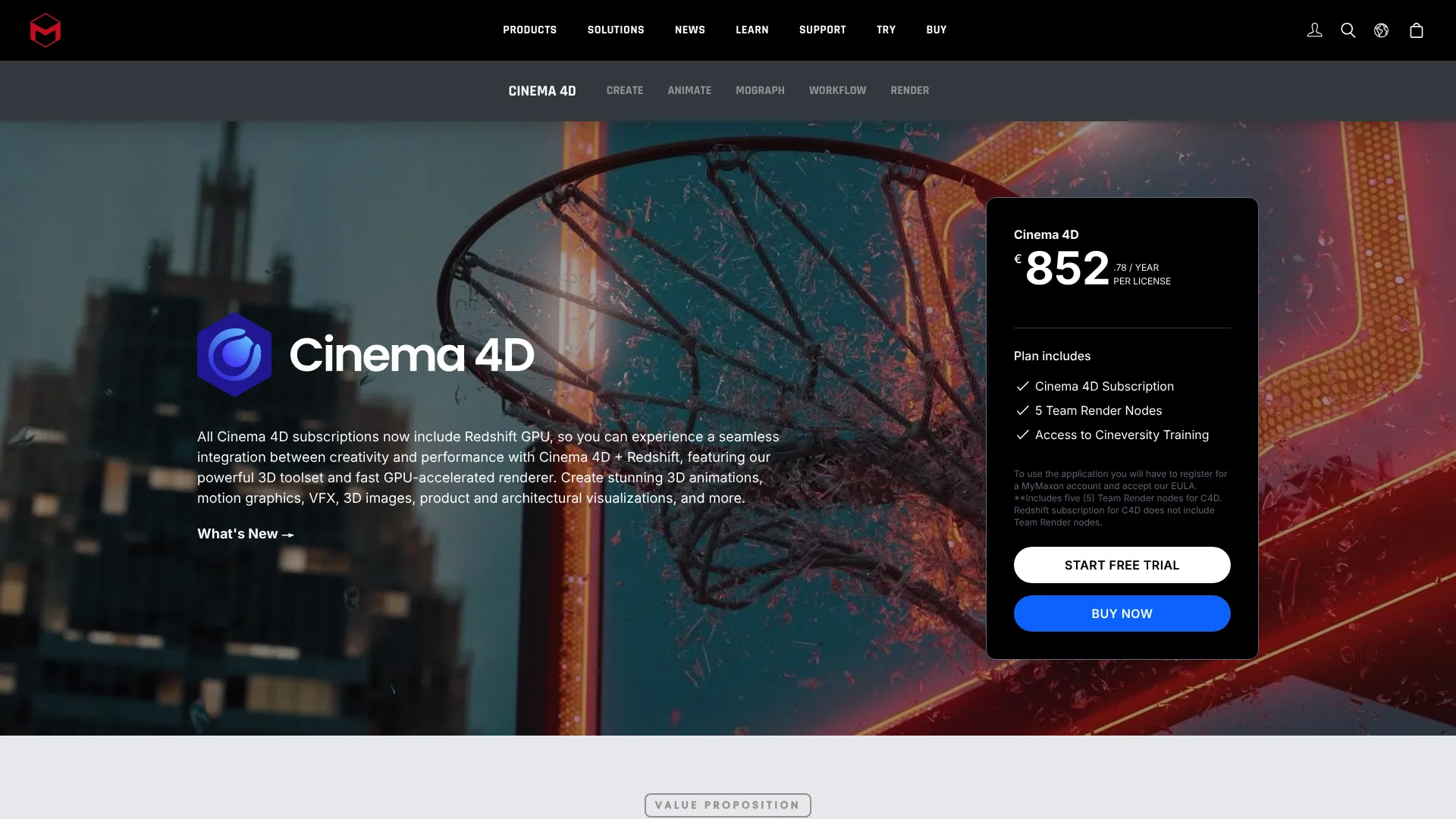Cinema 4D 3D motion graphics software interface