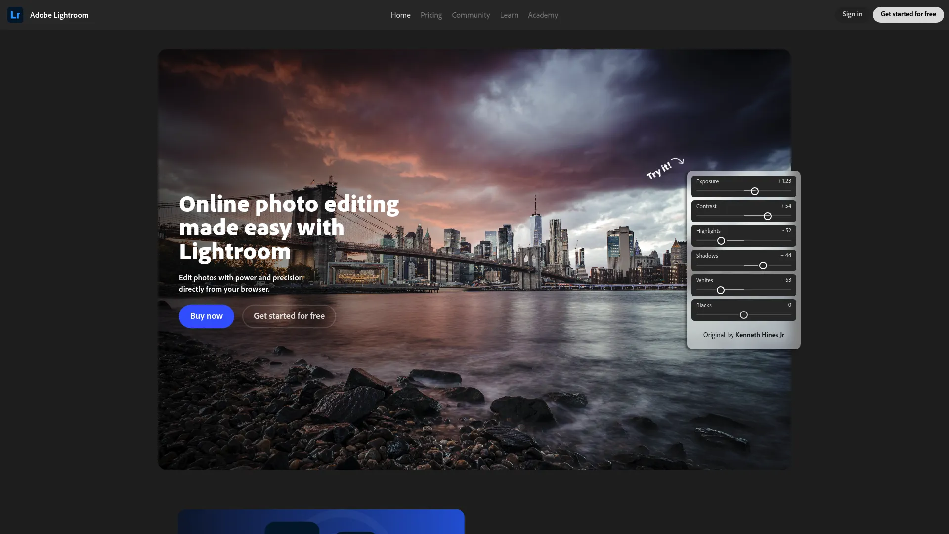 Adobe Lightroom photo editing interface