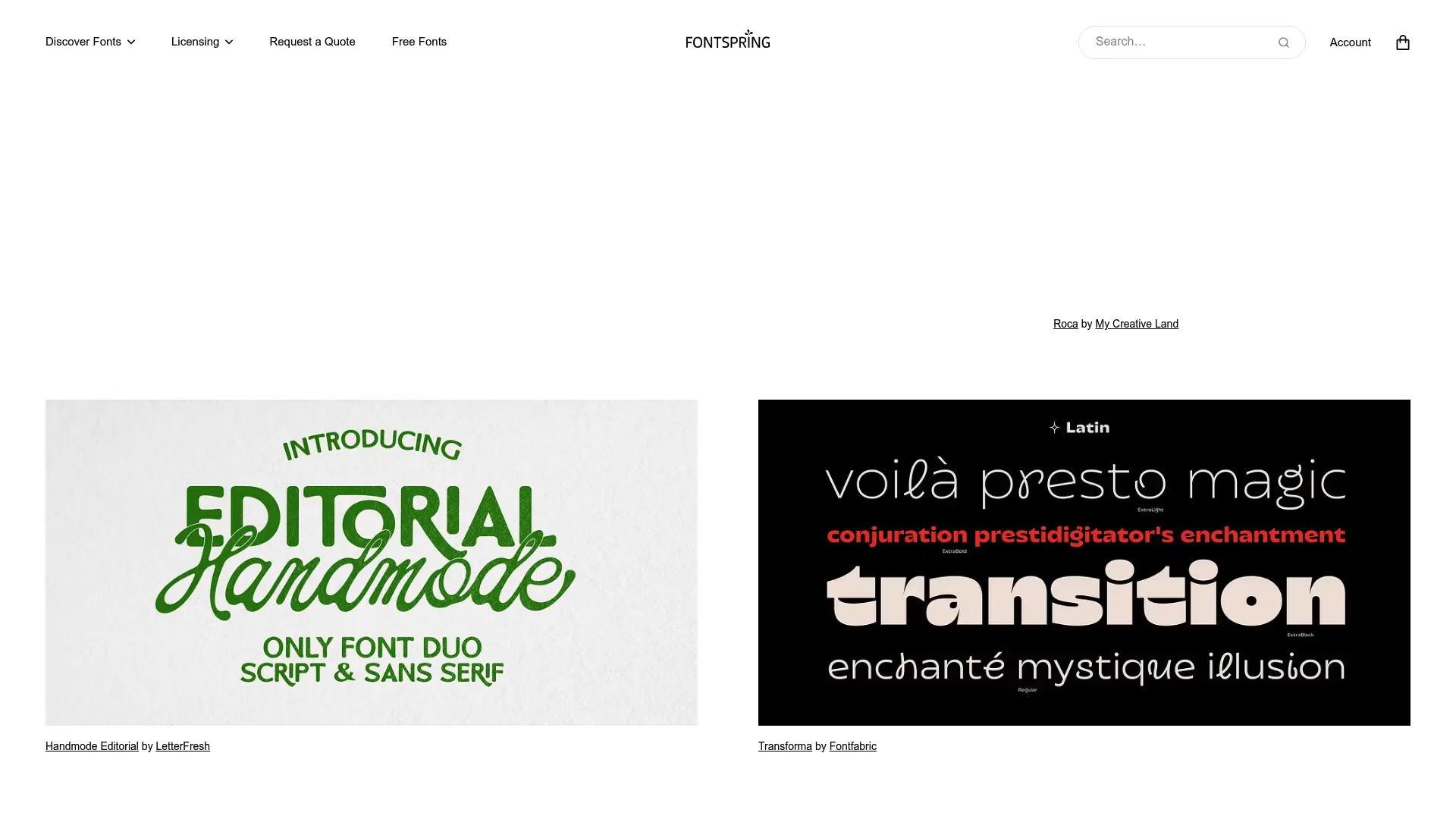 Fontspring commercial font marketplace homepage