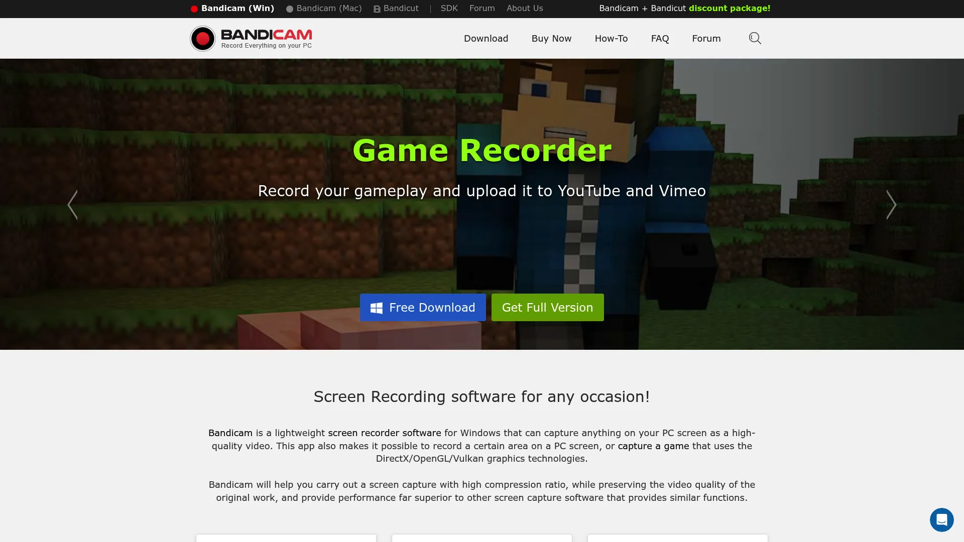 Bandicam Windows screen and game recording software