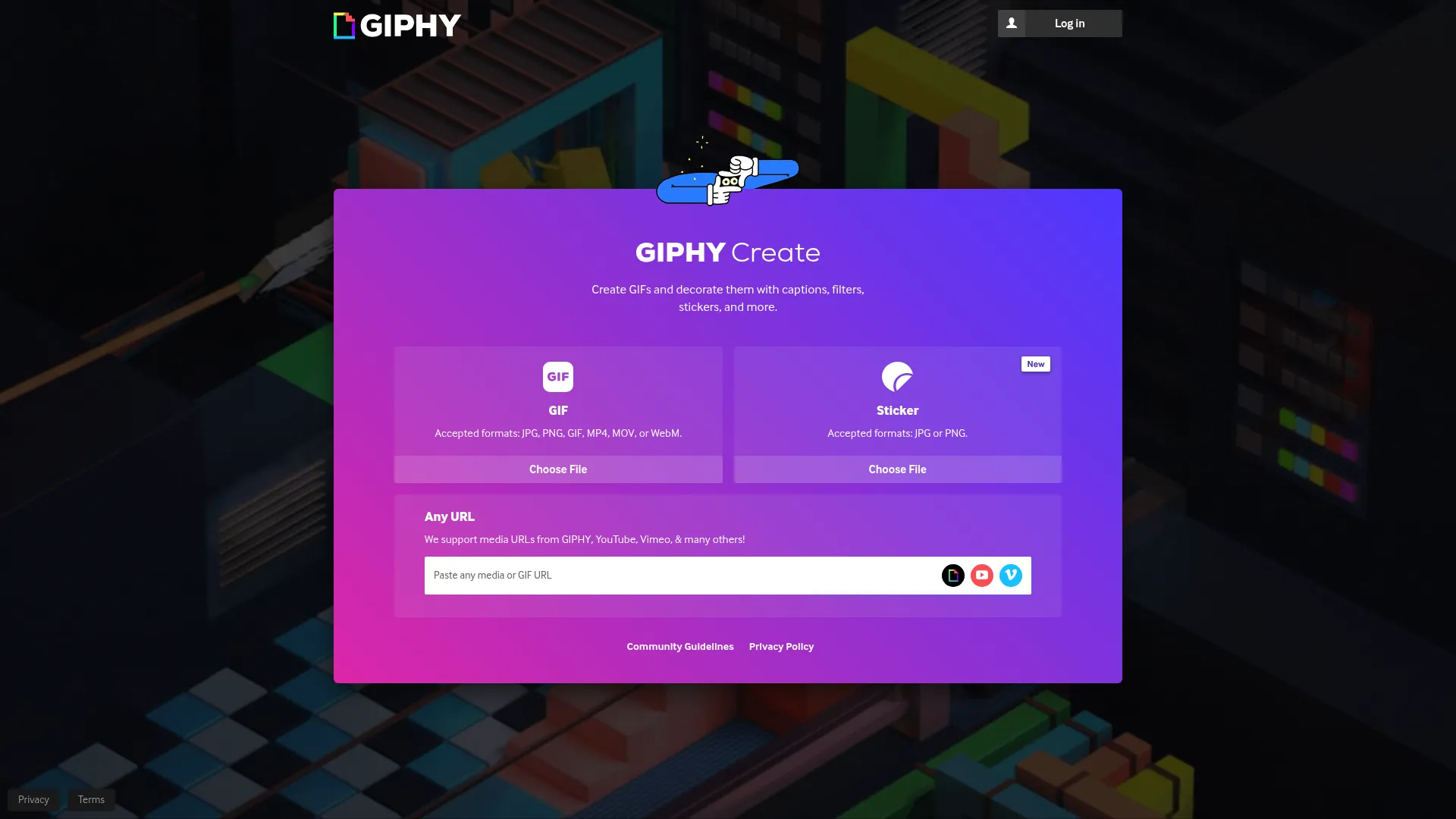 GIPHY Create GIF and sticker maker interface